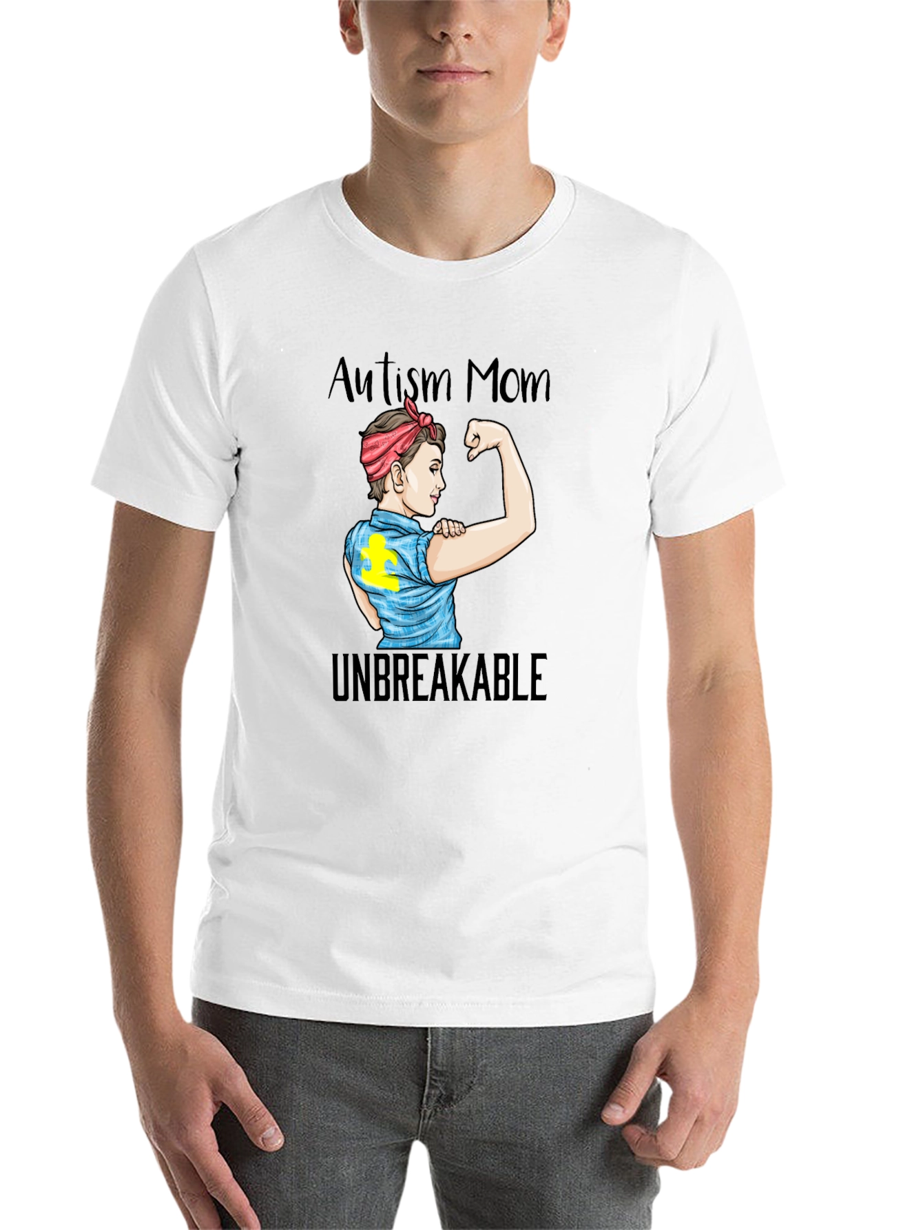 Black Autism Mom Unbreakable Graphic T-Shirt view 14