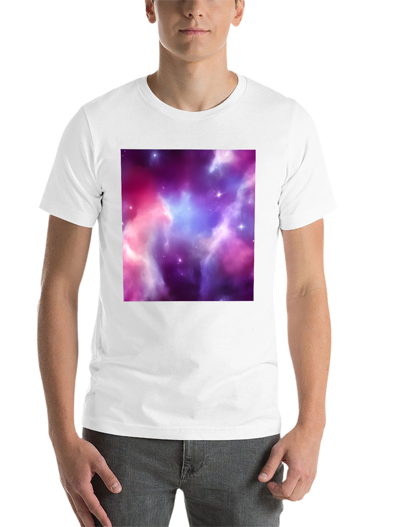 Black Nebula Print Tee - Black Short Sleeve Men's T-Shirt view 14