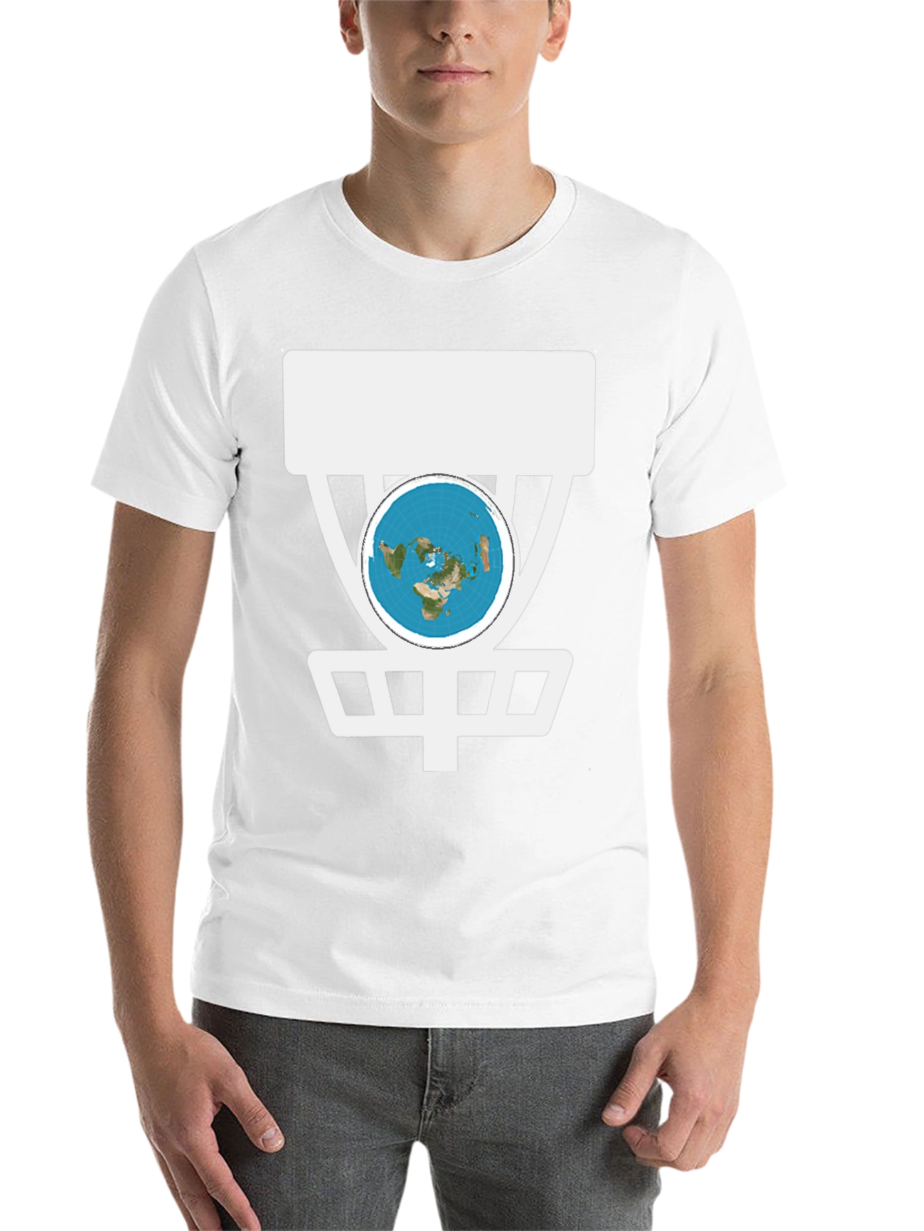 Black Flat Earth Disc Golf T-Shirt Funny Conspiracy Tee view 14