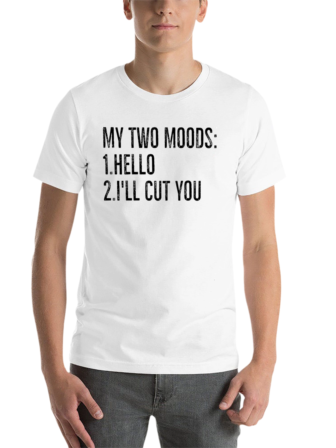 Black My Two Moods Graphic Tee - Funny Slogan T-Shirt view 14