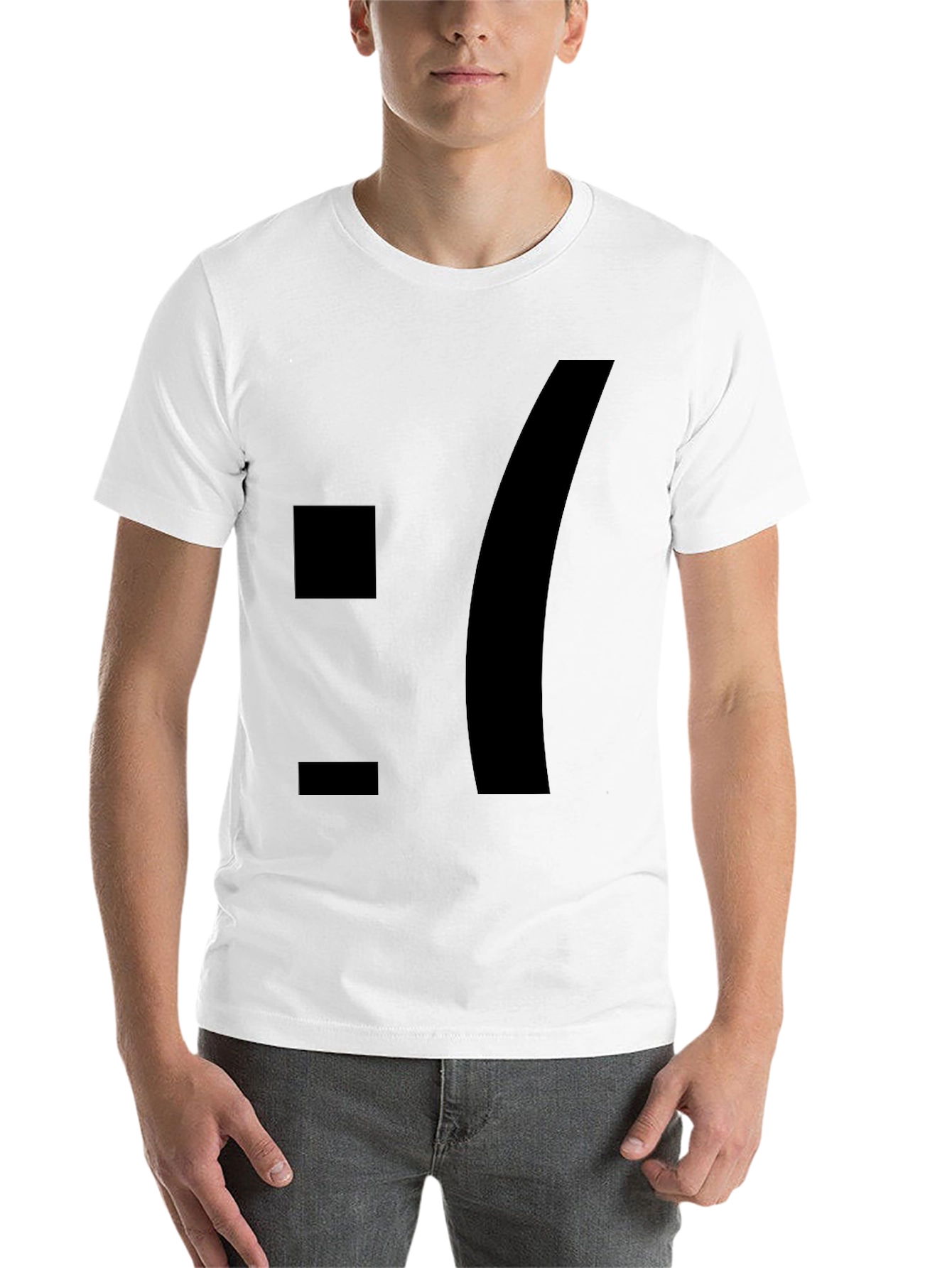 Black Sad Emoticon Graphic Tee - Black Cotton Blend view 14