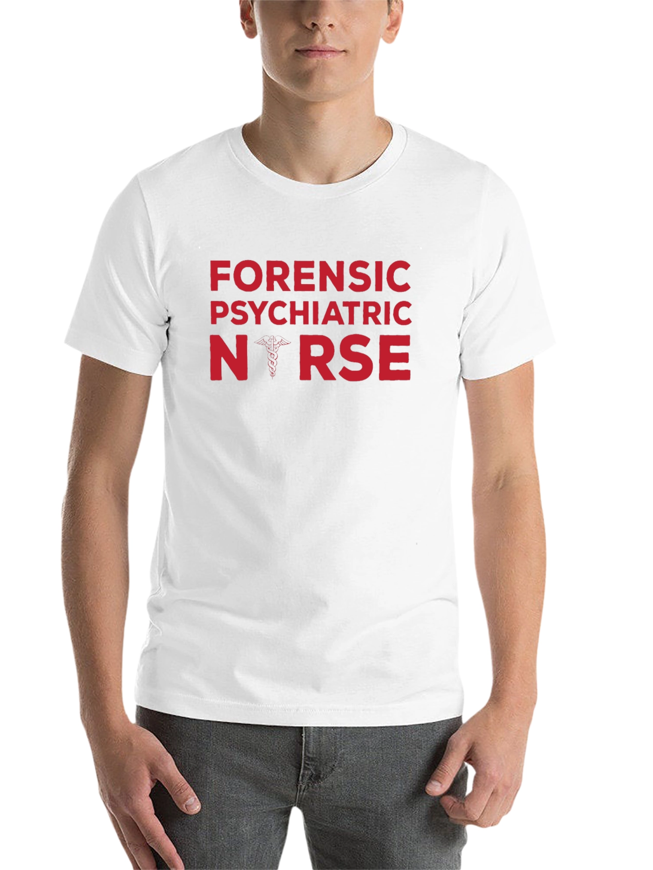 Black Forensic Psychiatric Nurse T-Shirt - Caduceus Design view 14
