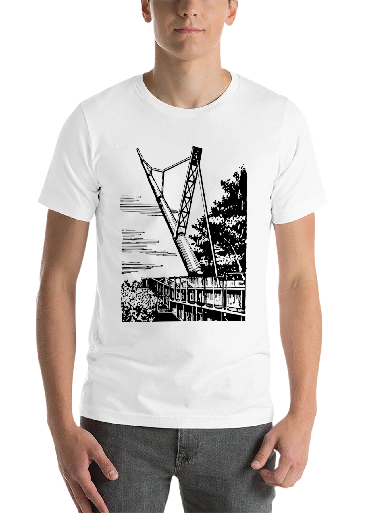 Black Black T-Shirt with Bridge Print view 14
