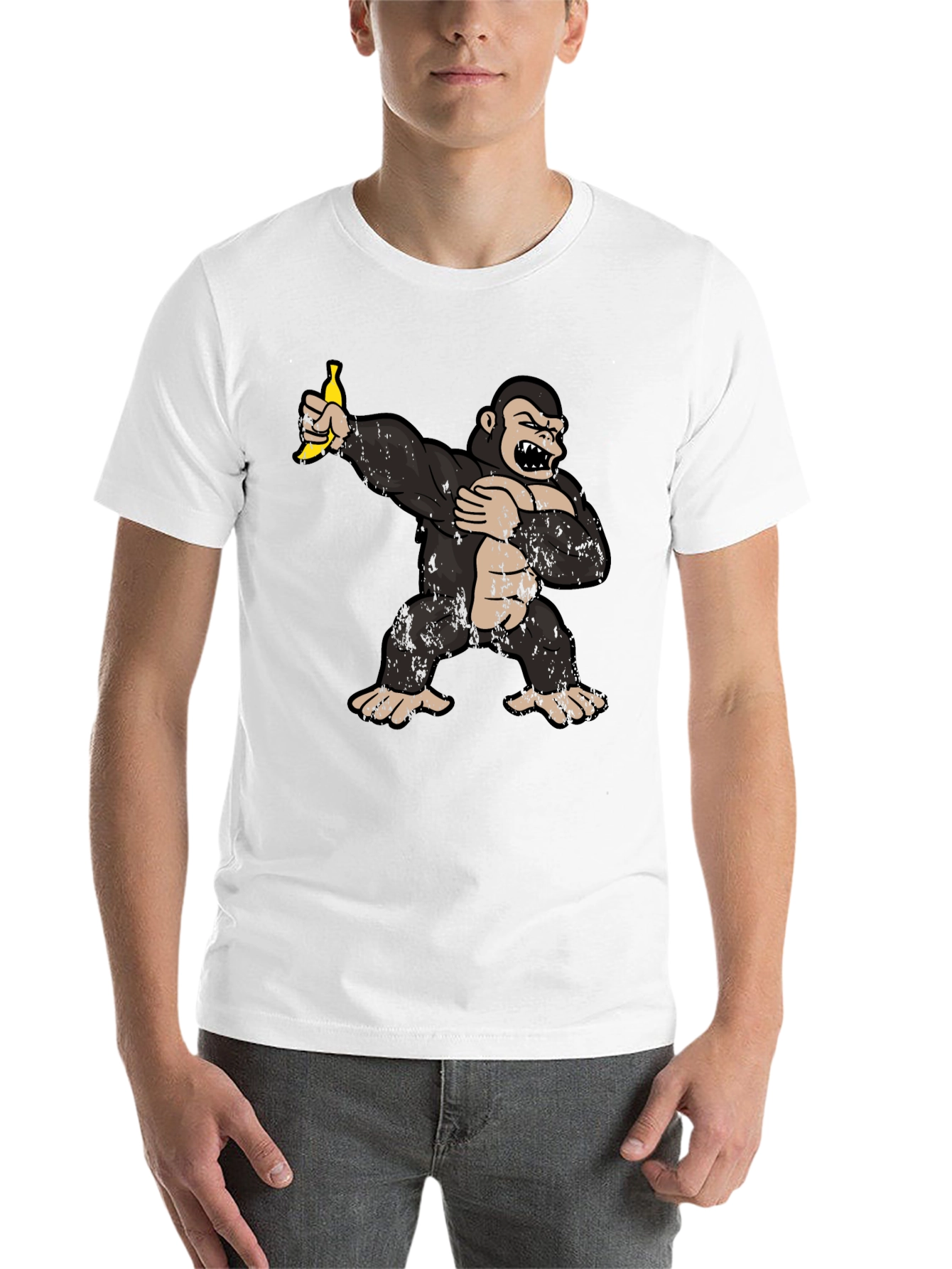 Black Dabbing Gorilla Graphic Tee - Funny Ape T-Shirt view 14