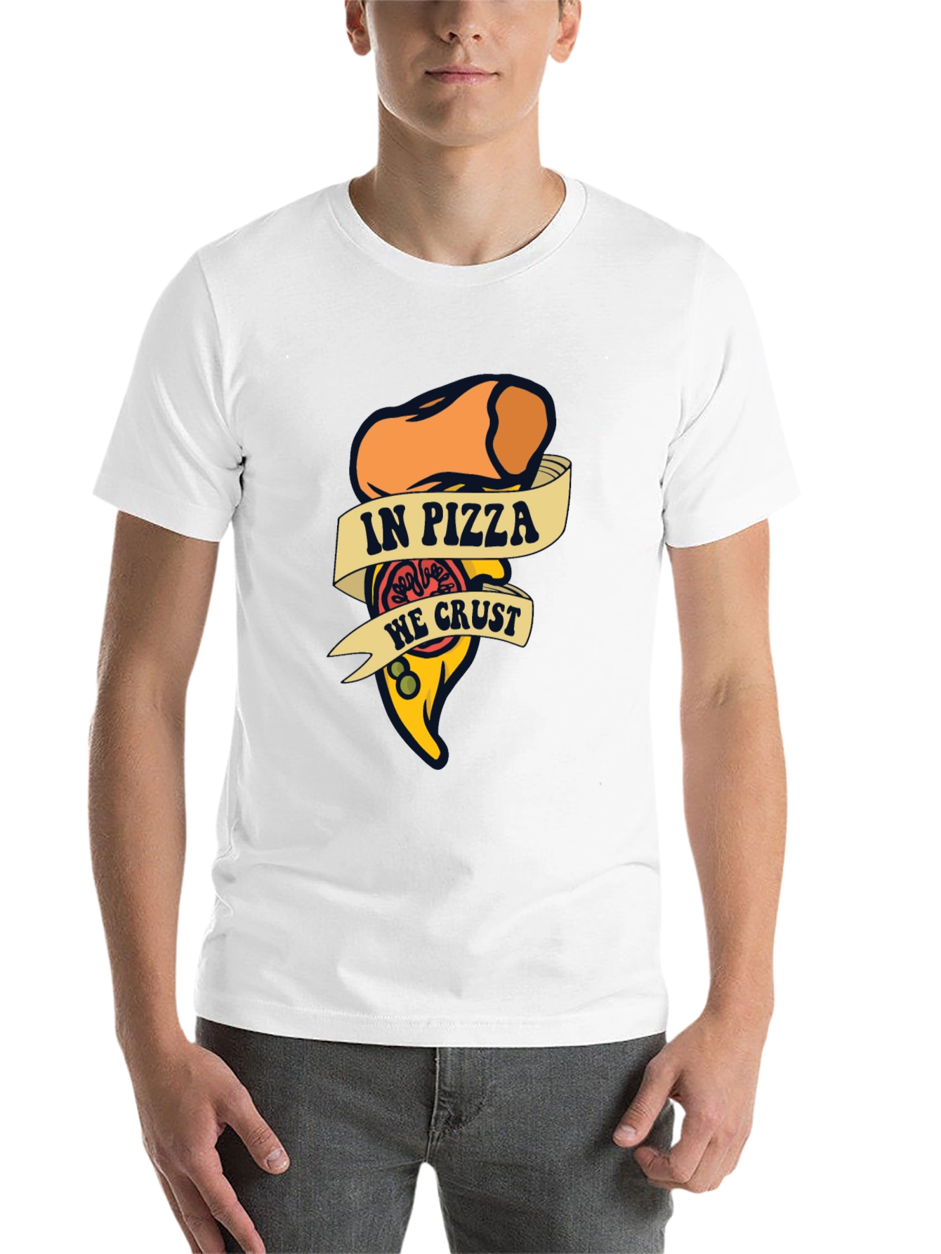 Black In Pizza We Crust Funny Graphic T-Shirt view 14