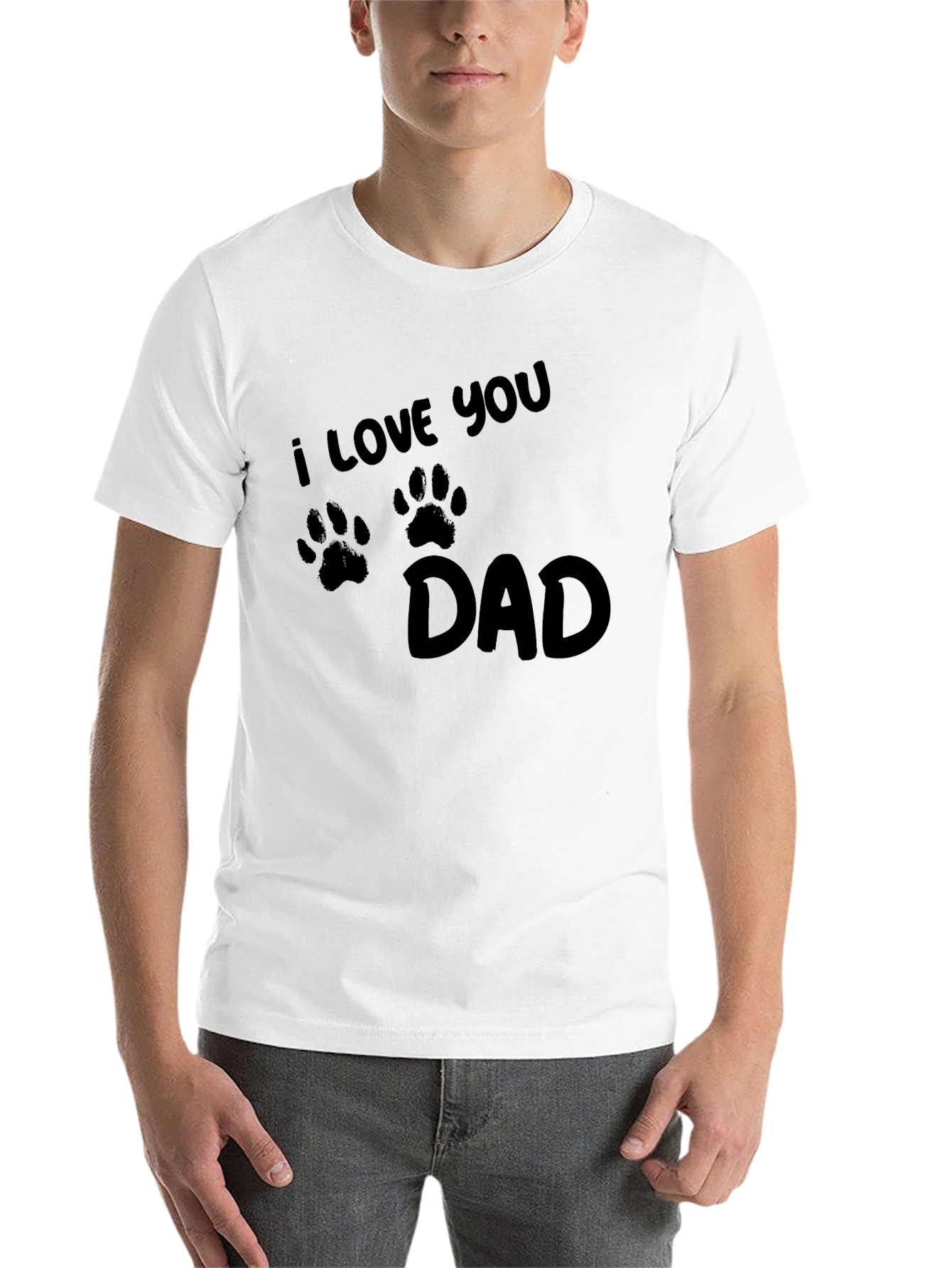Black I Love You Dad Paw Print T-Shirt view 14
