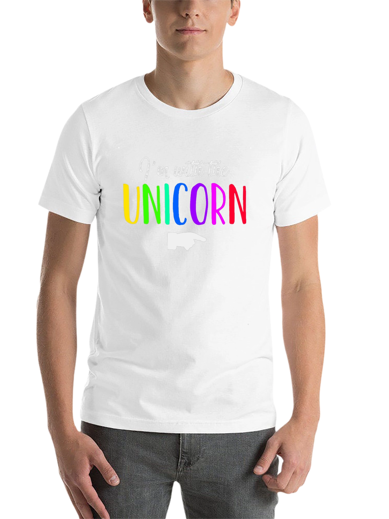 Black I'm with the Unicorn T-Shirt - Rainbow Novelty Tee view 14