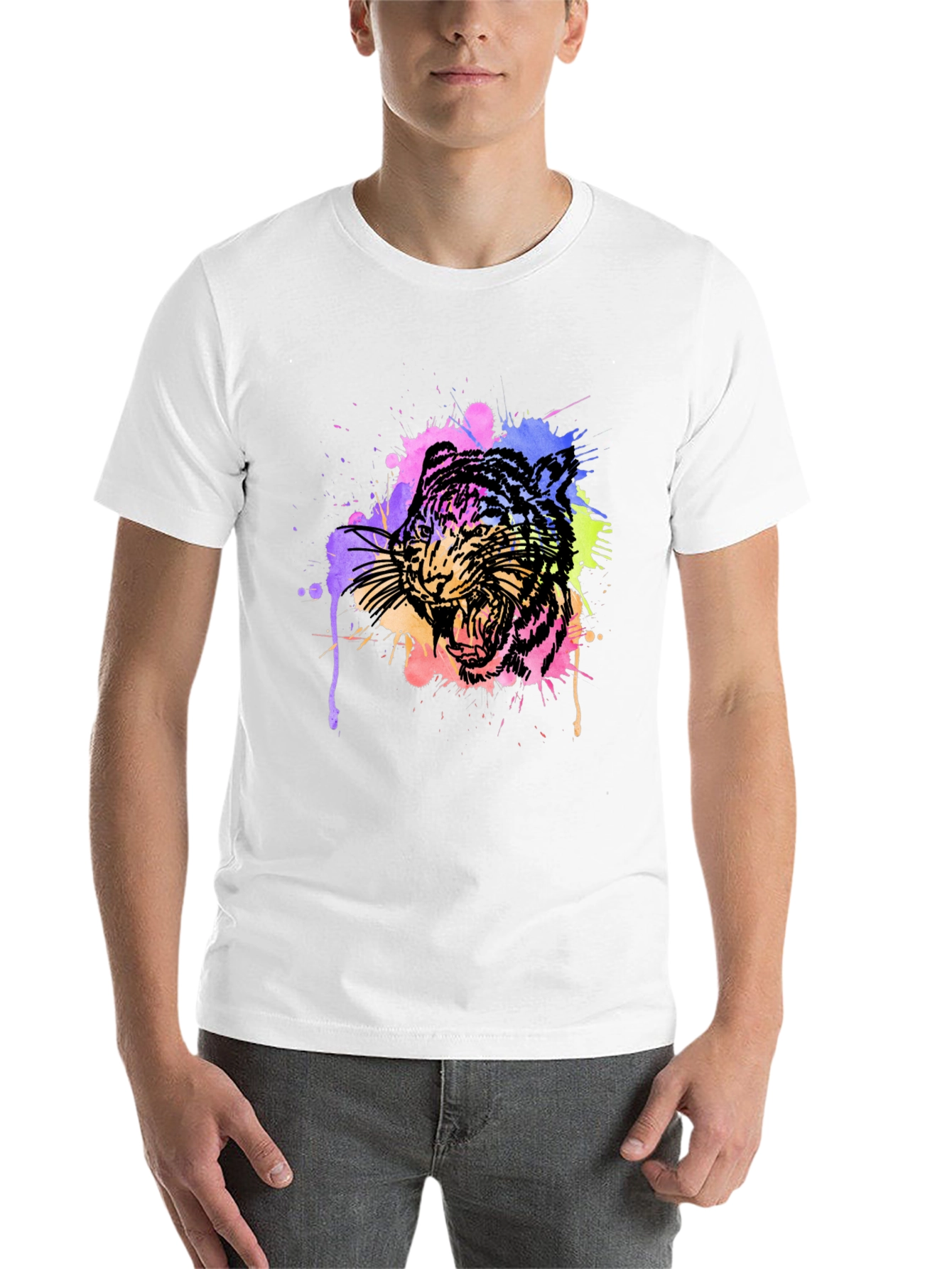 Black Watercolor Tiger Graphic Tee view 14