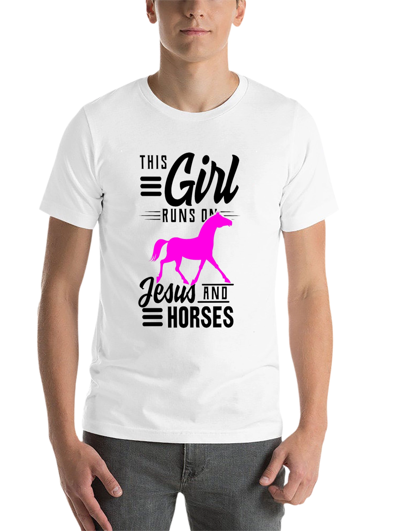 Black This Girl Runs on Jesus and Horses Black T-Shirt view 14