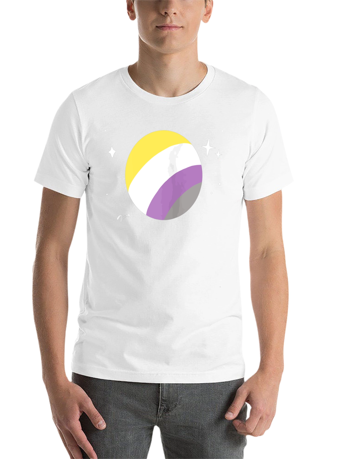 Black Nonbinary Pride Space T-Shirt - Black Cotton view 14