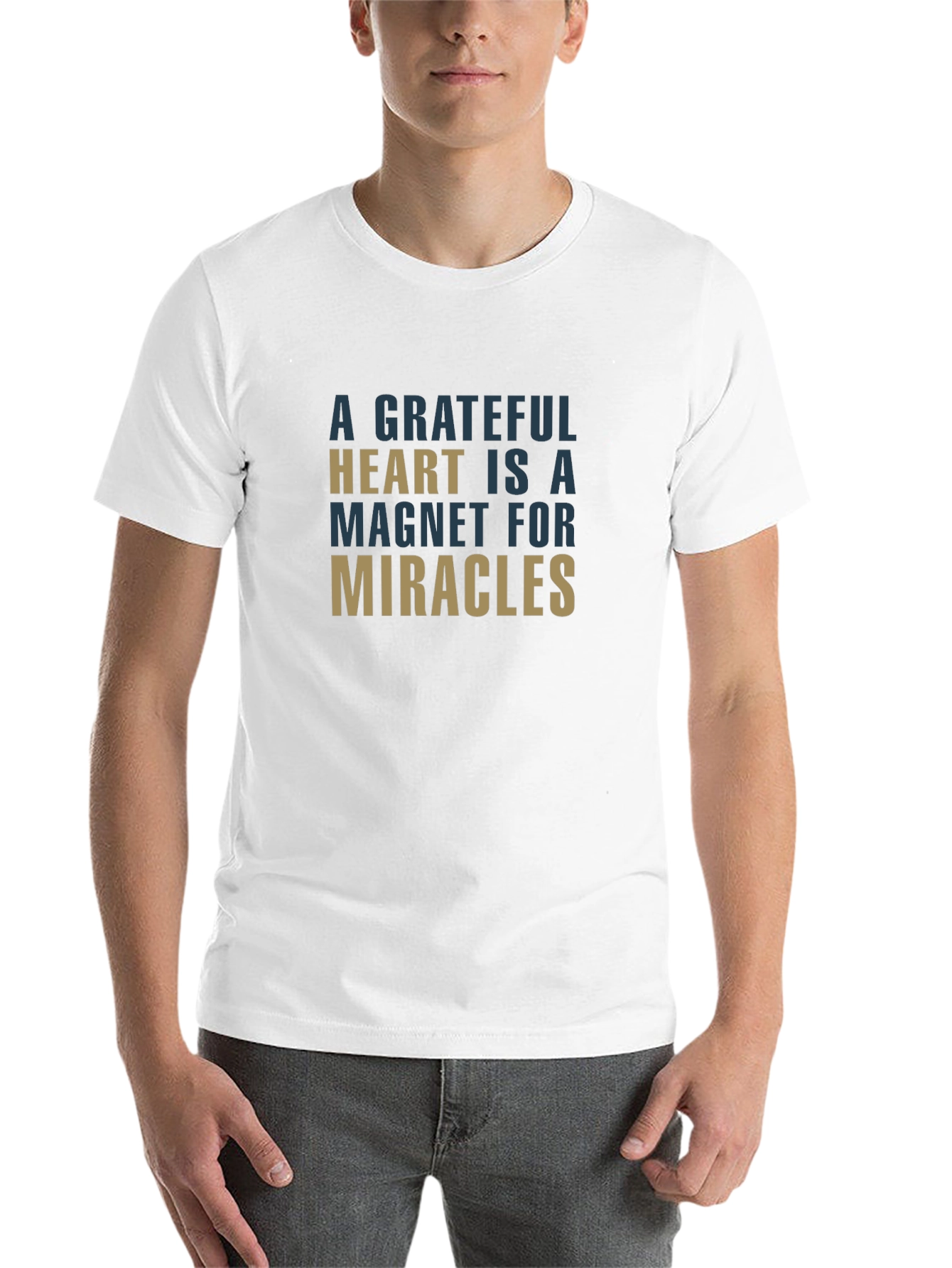 Black Grateful Heart Magnet for Miracles T-Shirt view 14