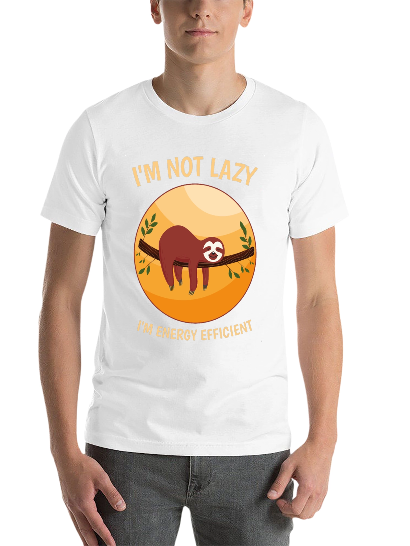 Black Funny Sloth 'I'm Not Lazy' Graphic T-Shirt view 14