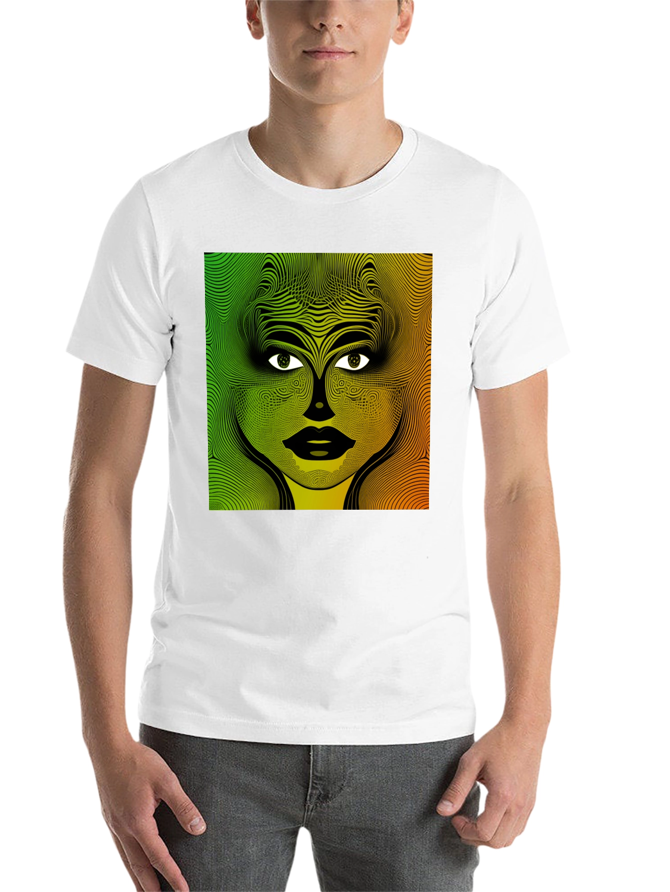 Black Abstract Woman Graphic Black T-Shirt view 14