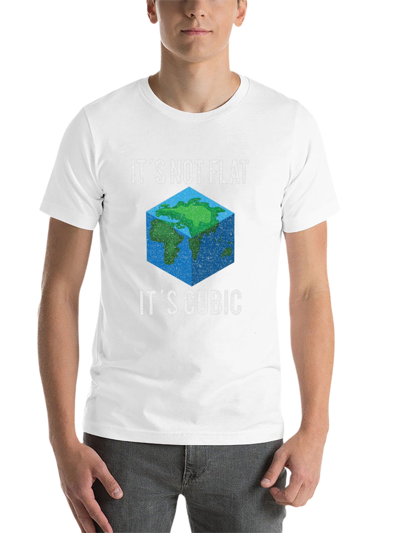 Black Cubic Earth Graphic Tee - Funny Flat Earth Alternative view 14