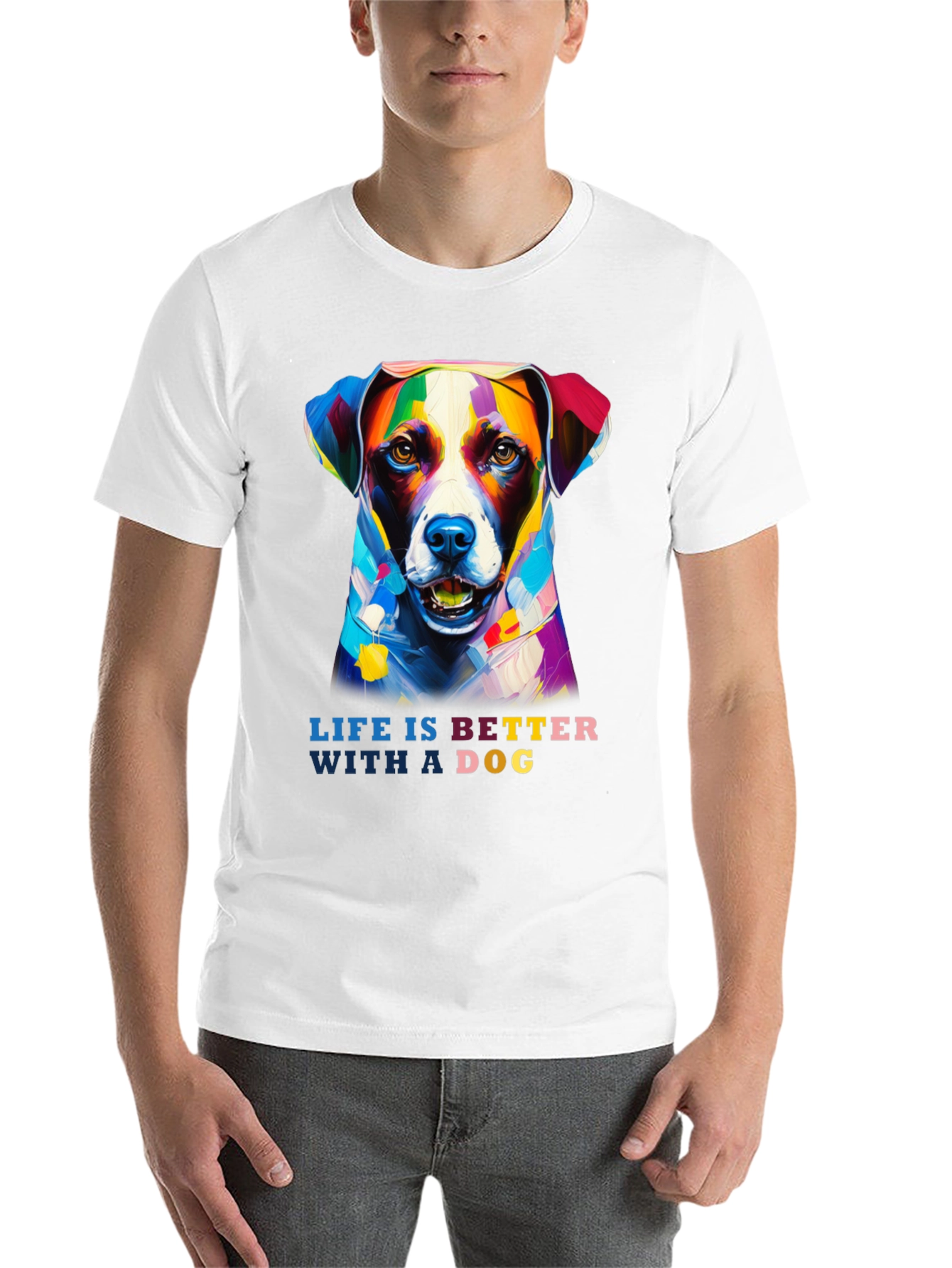 Black Life is Better with a Dog T-Shirt - Artistic Dog Portrait view 14