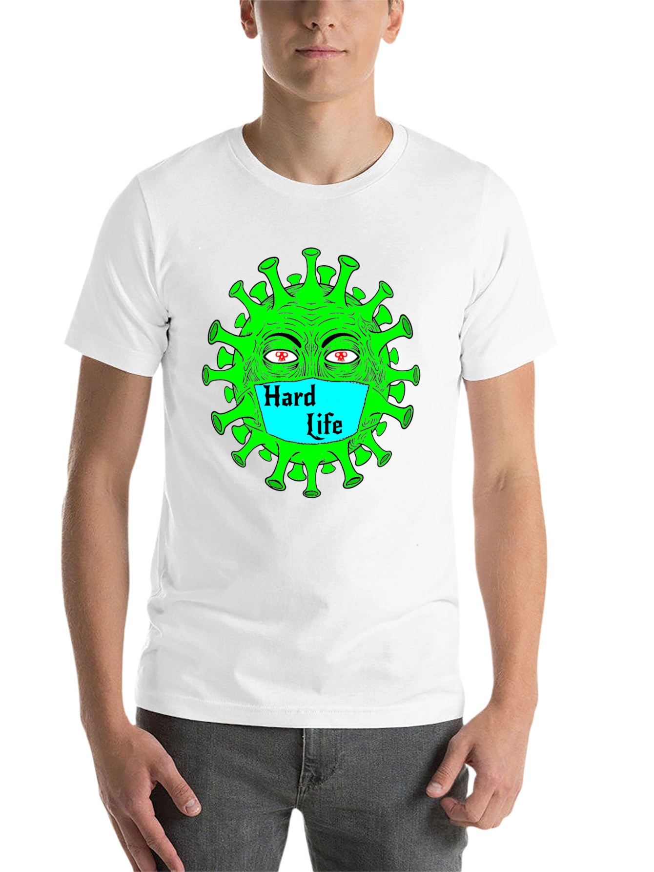 Black Hard Life Graphic Tee - Funny Corona Virus T-Shirt view 14