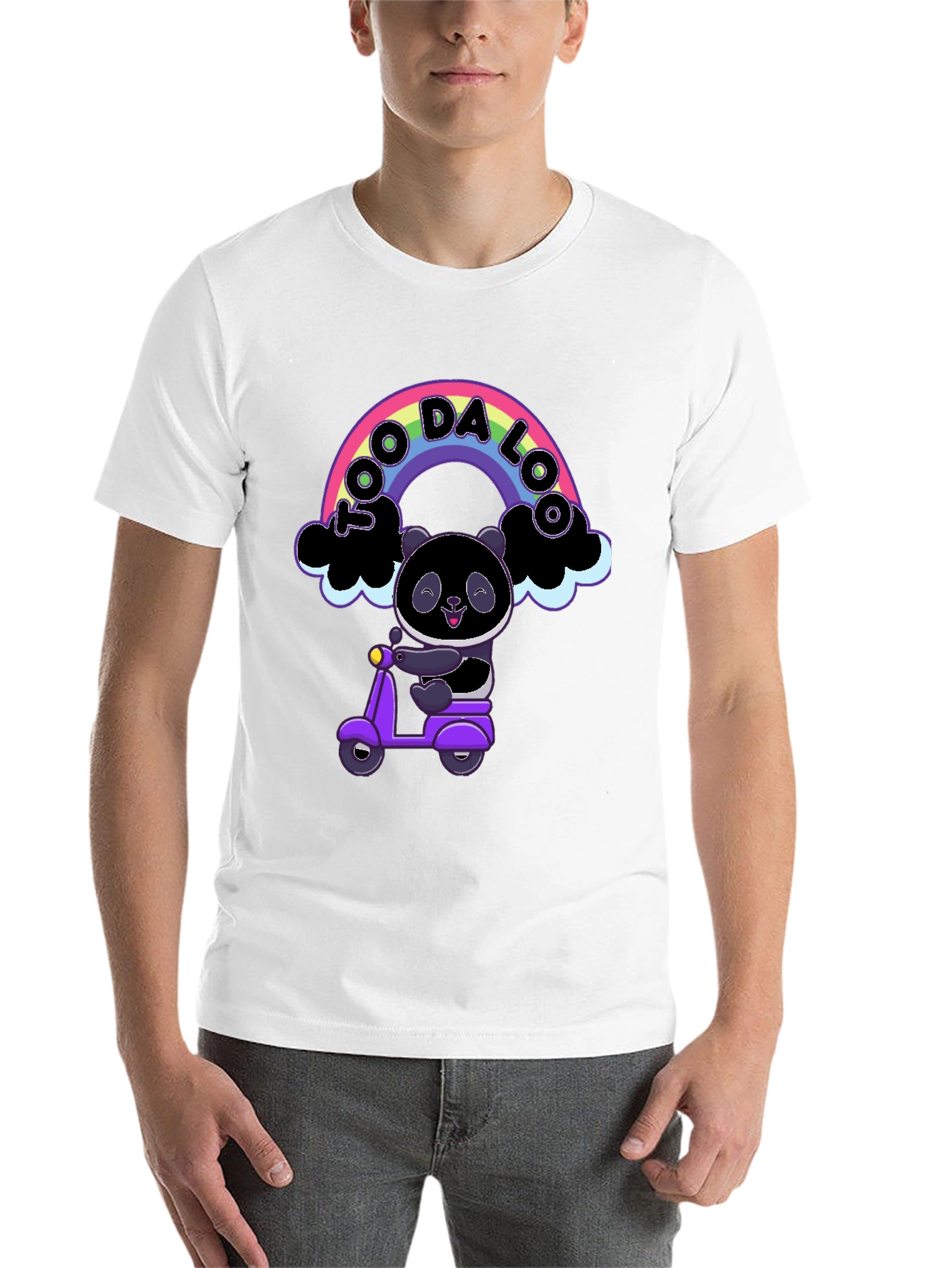 Black Cool Panda on Scooter Graphic T-Shirt view 14
