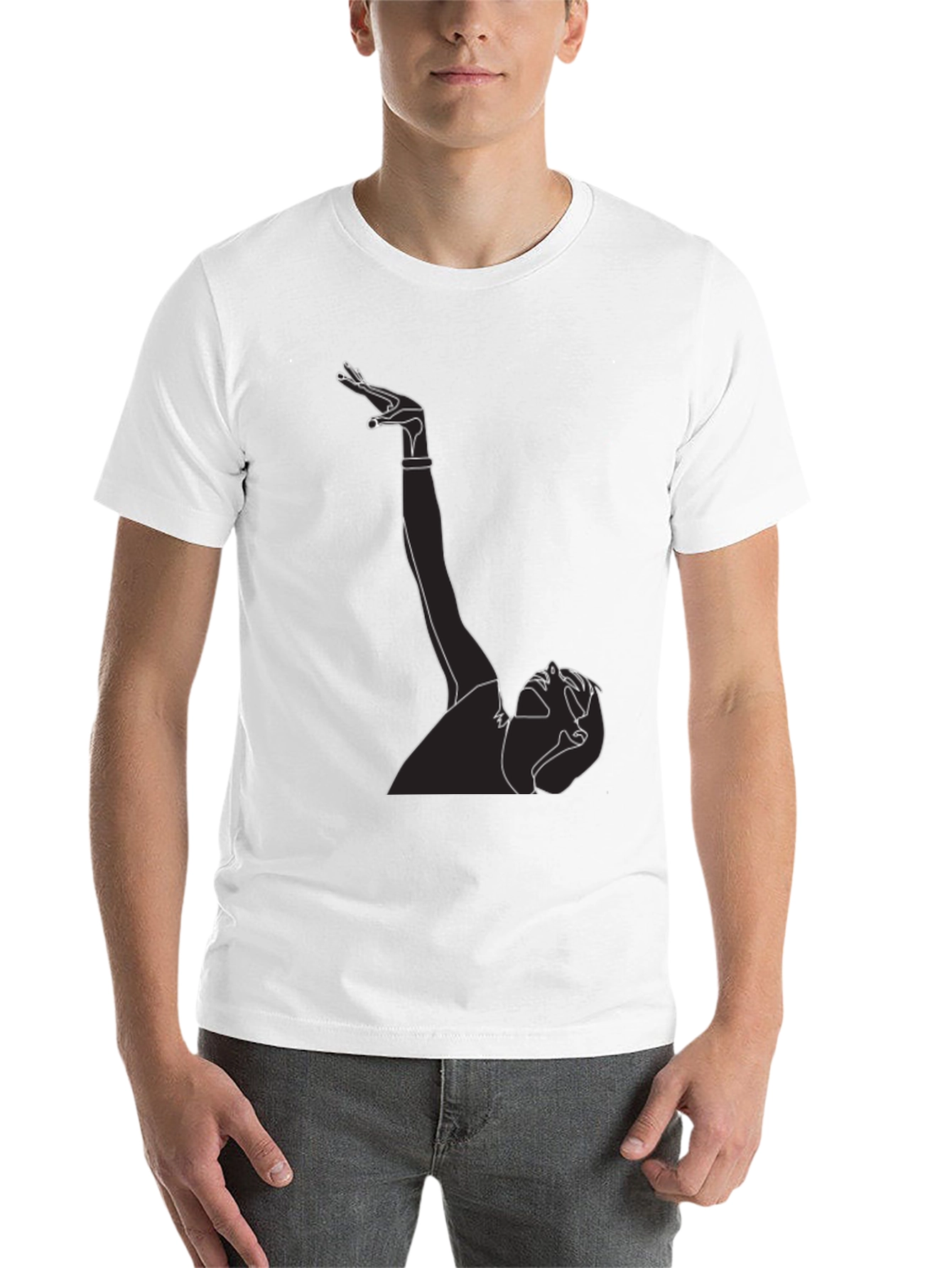 Black Abstract Line Art Graphic Tee - Minimalist Black T-Shirt view 14