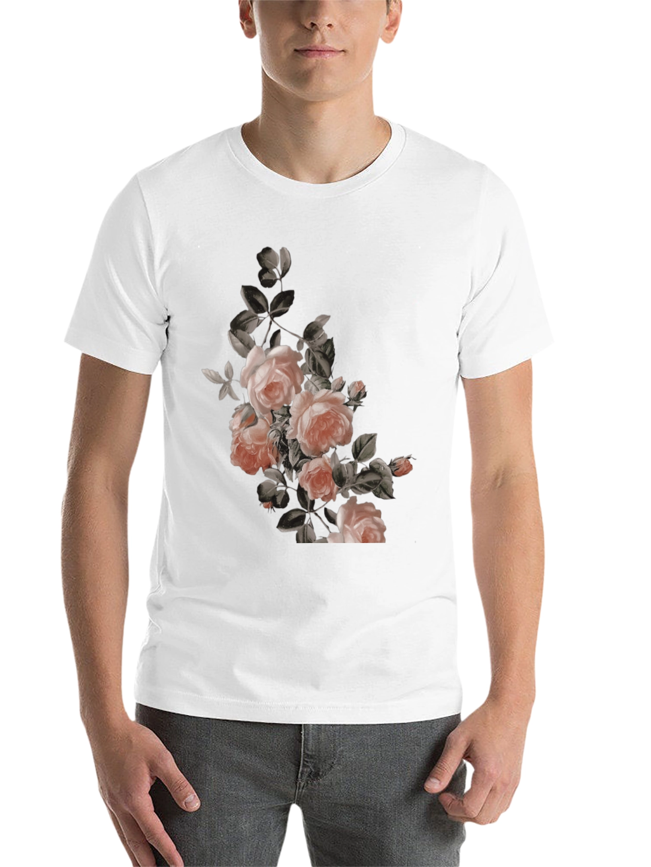 Black Floral Graphic Print Black T-Shirt view 14