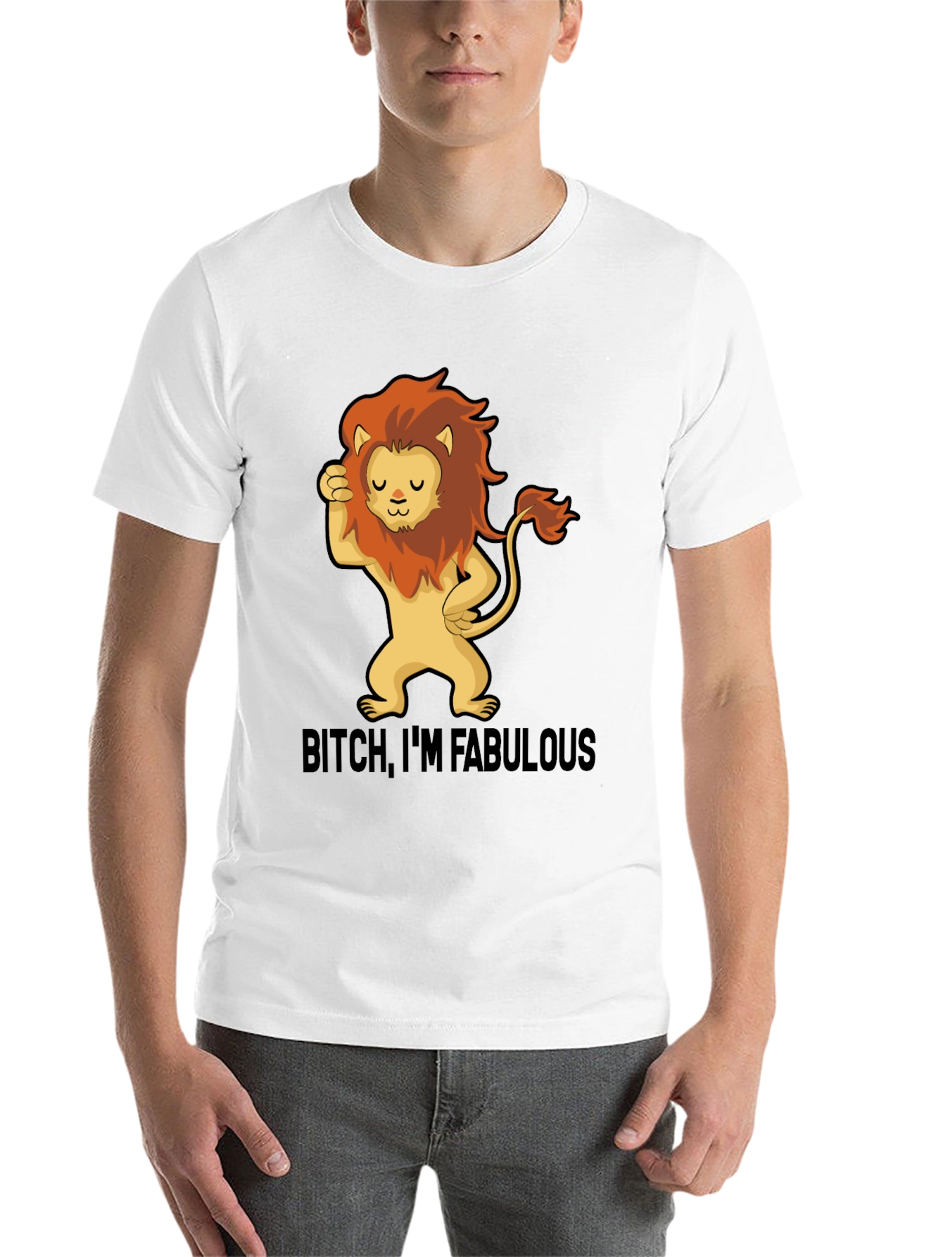Black Fabulous Lion Graphic Tee - Stylish Black T-Shirt view 14