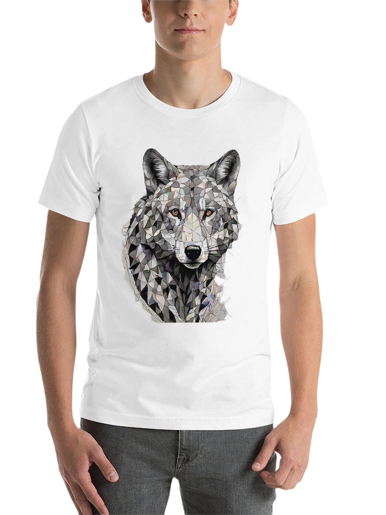 Black Geometric Wolf Graphic T-Shirt view 14