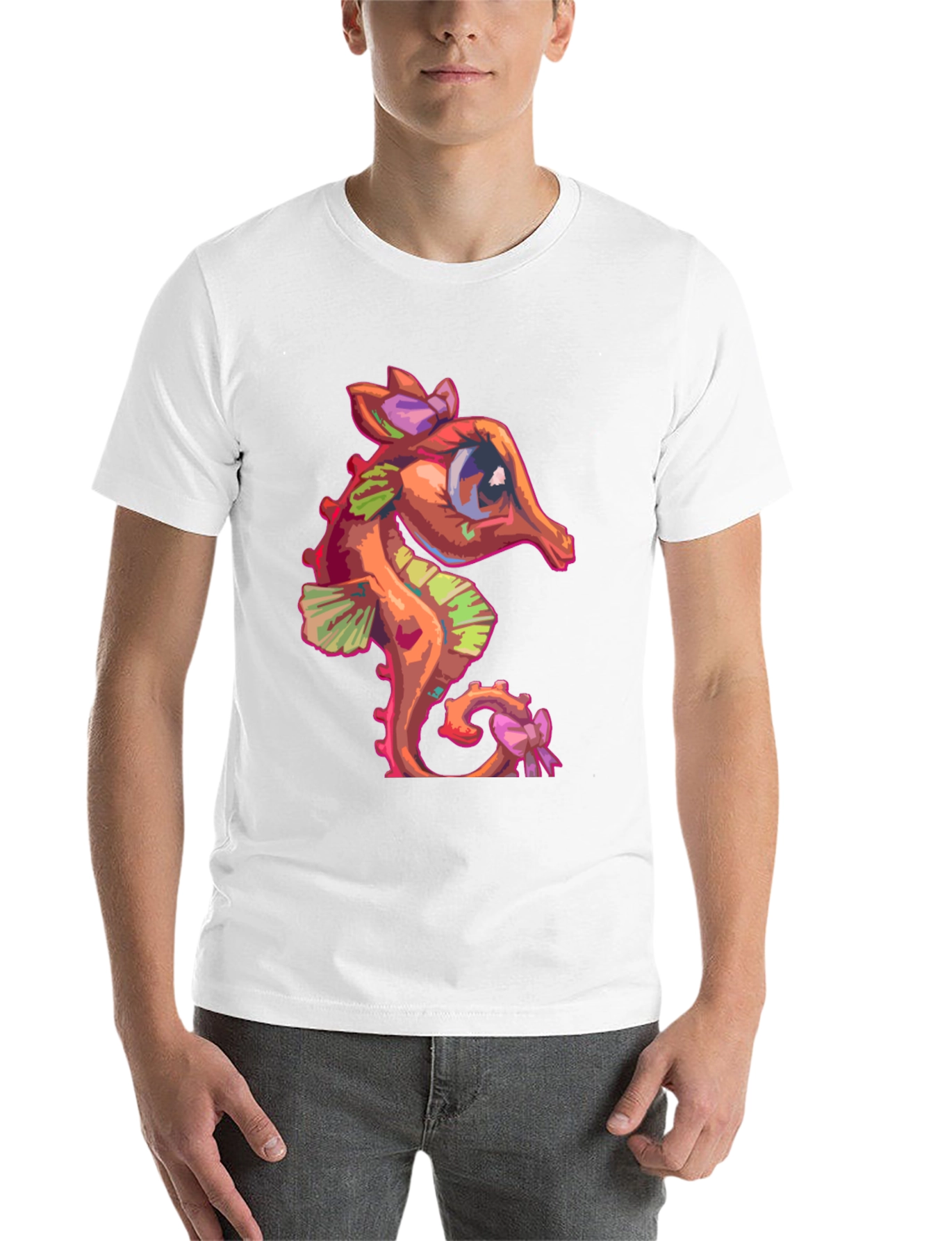 Black Seahorse Graphic Tee - Cute Cartoon Style view 14