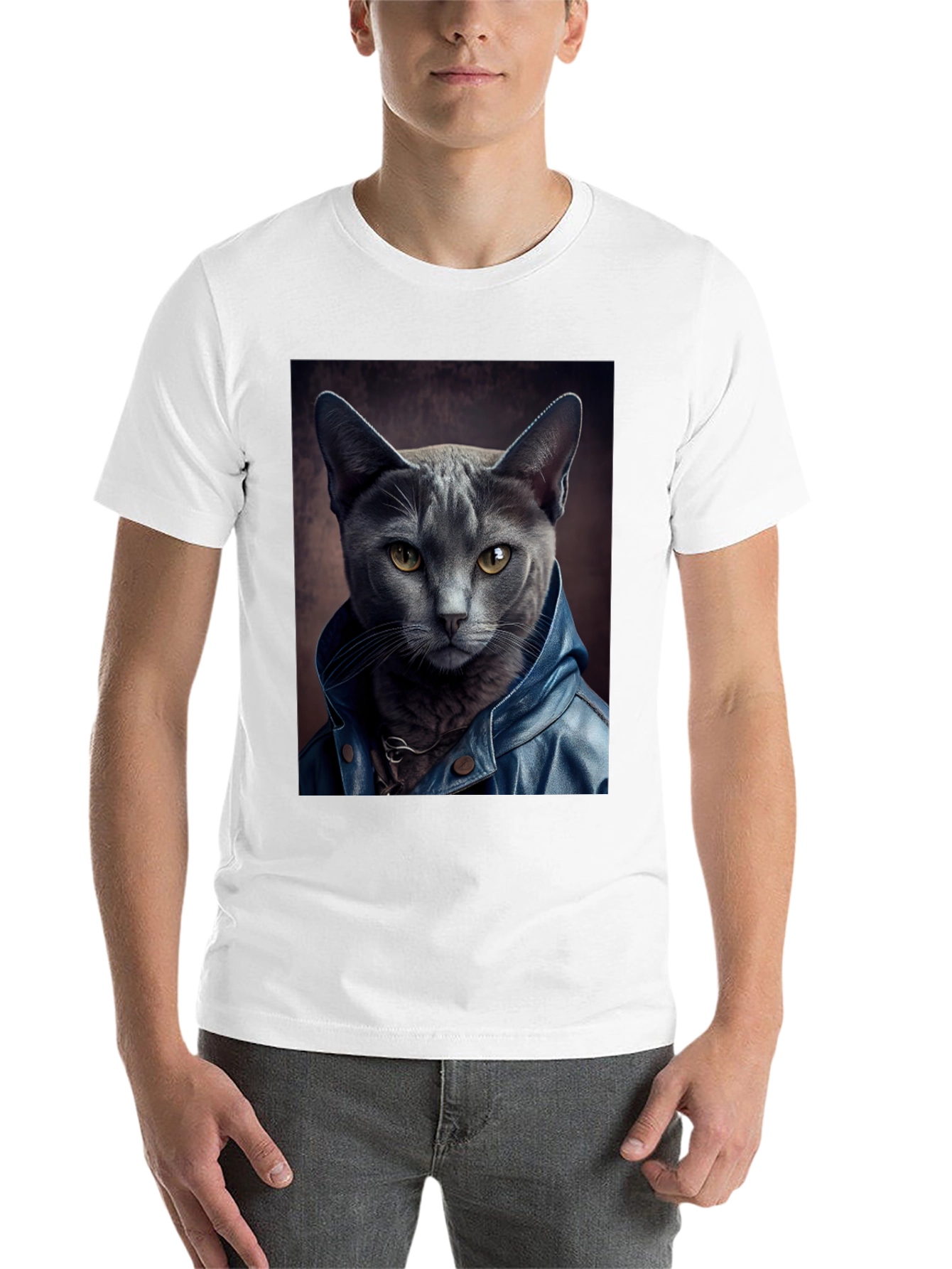 Black Cat in Leather Jacket Graphic Tee view 14