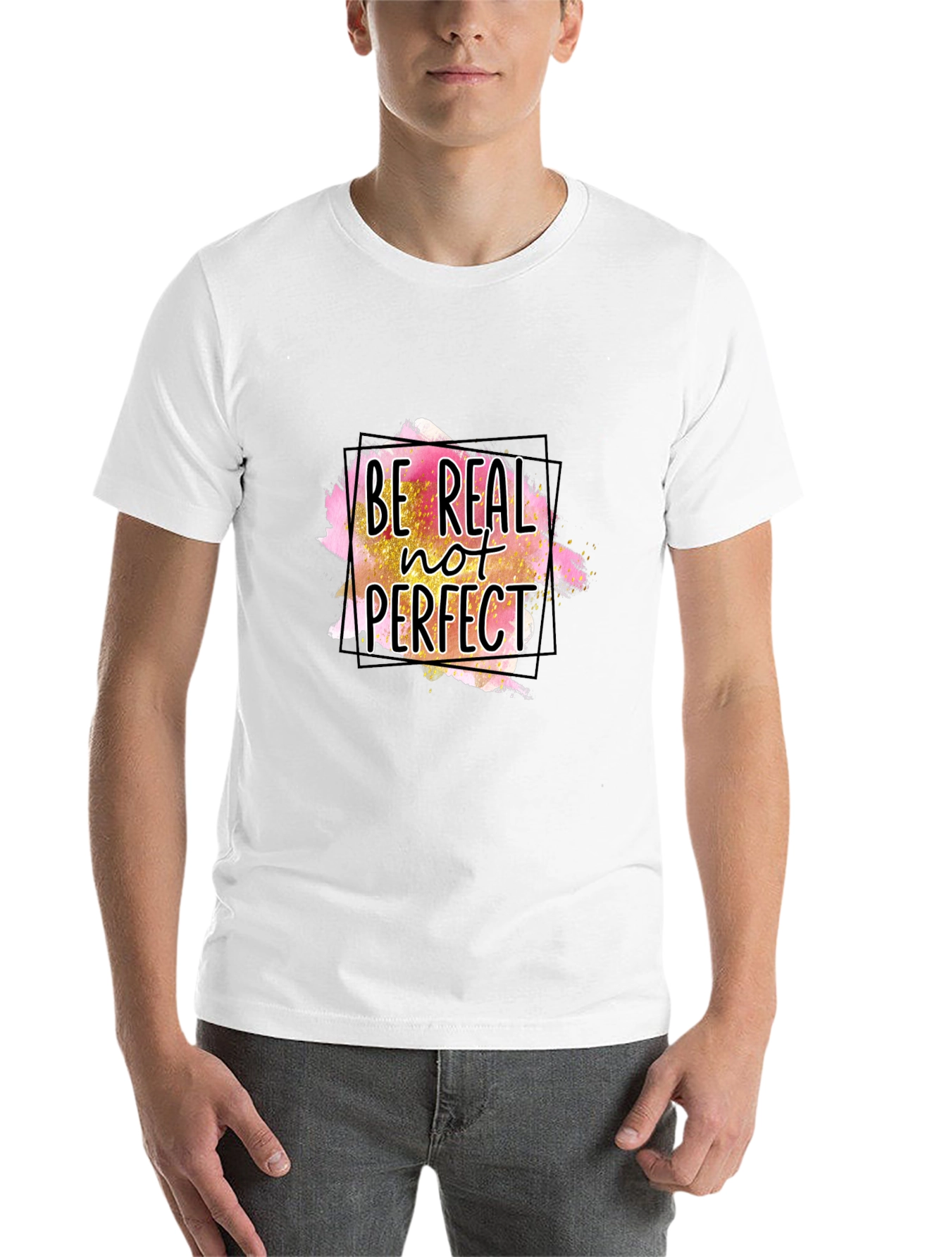 Black Be Real Not Perfect Graphic Tee - Black view 14