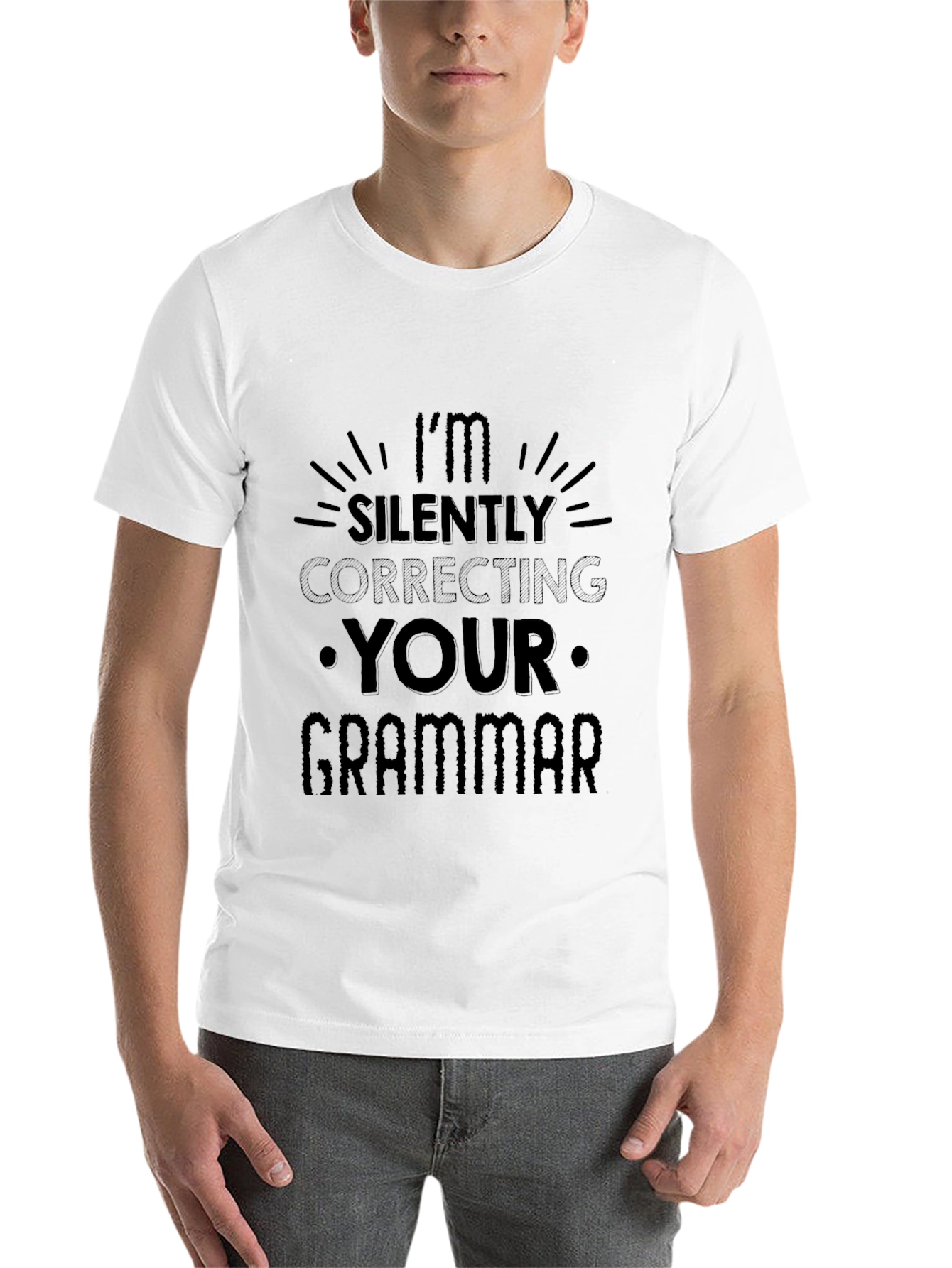 Black I'm Silently Correcting Your Grammar T-Shirt view 14