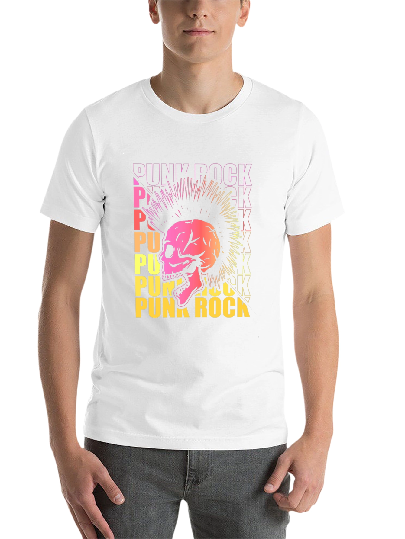 Black Punk Rock Skull Graphic Tee - Edgy Design view 14
