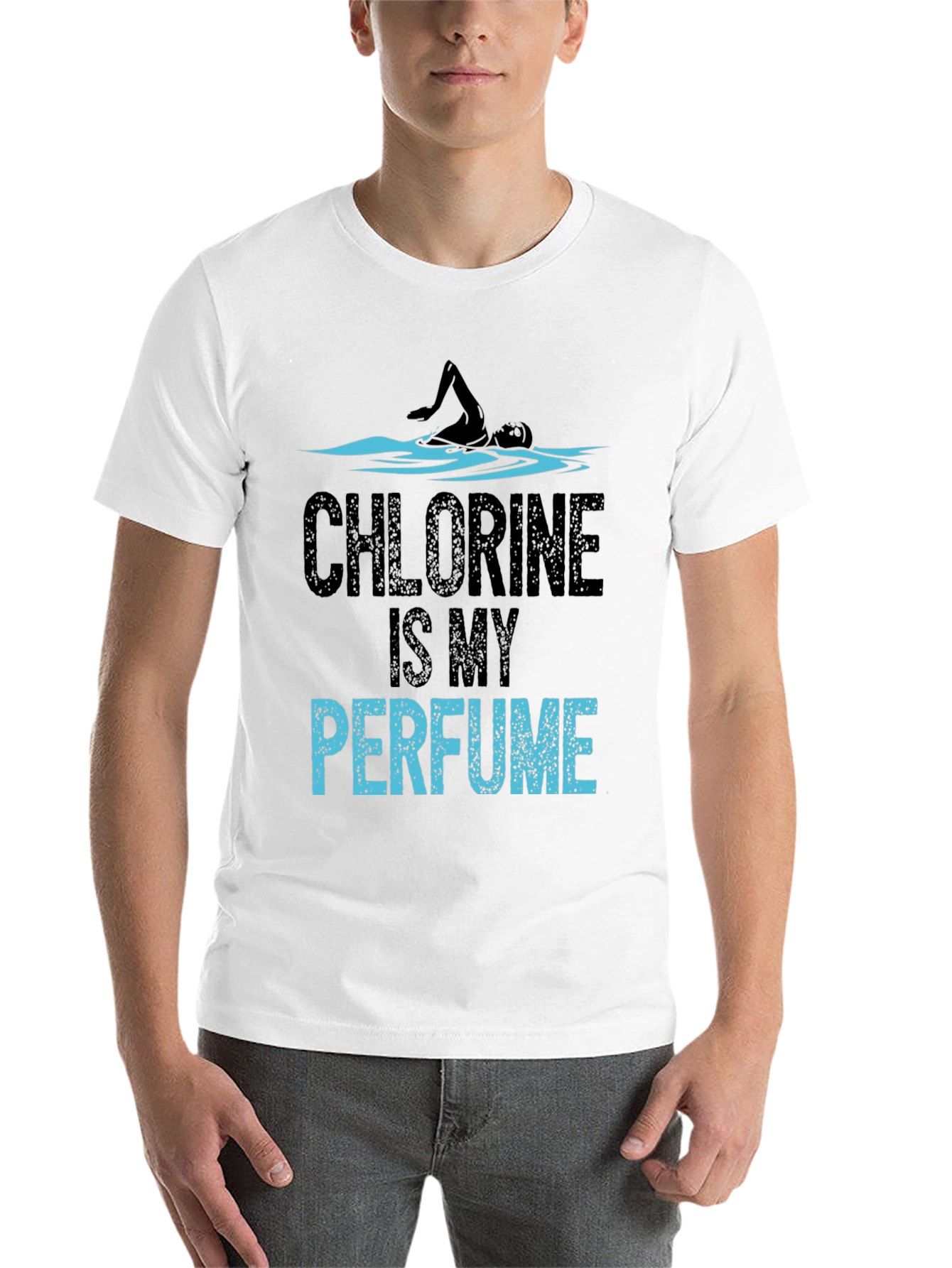 Black Chlorine Is My Perfume Funny Swimmer T-Shirt view 14