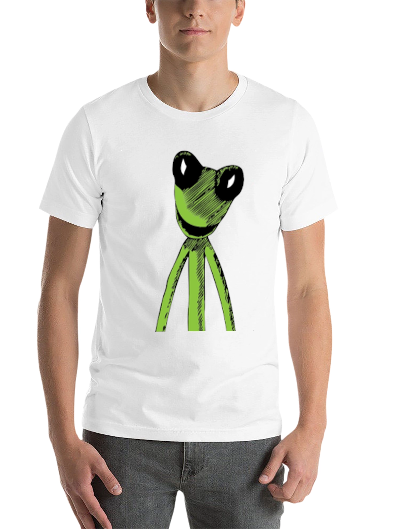 Black Kermit Style Frog Graphic Tee - Soft Black Cotton T-Shirt view 14