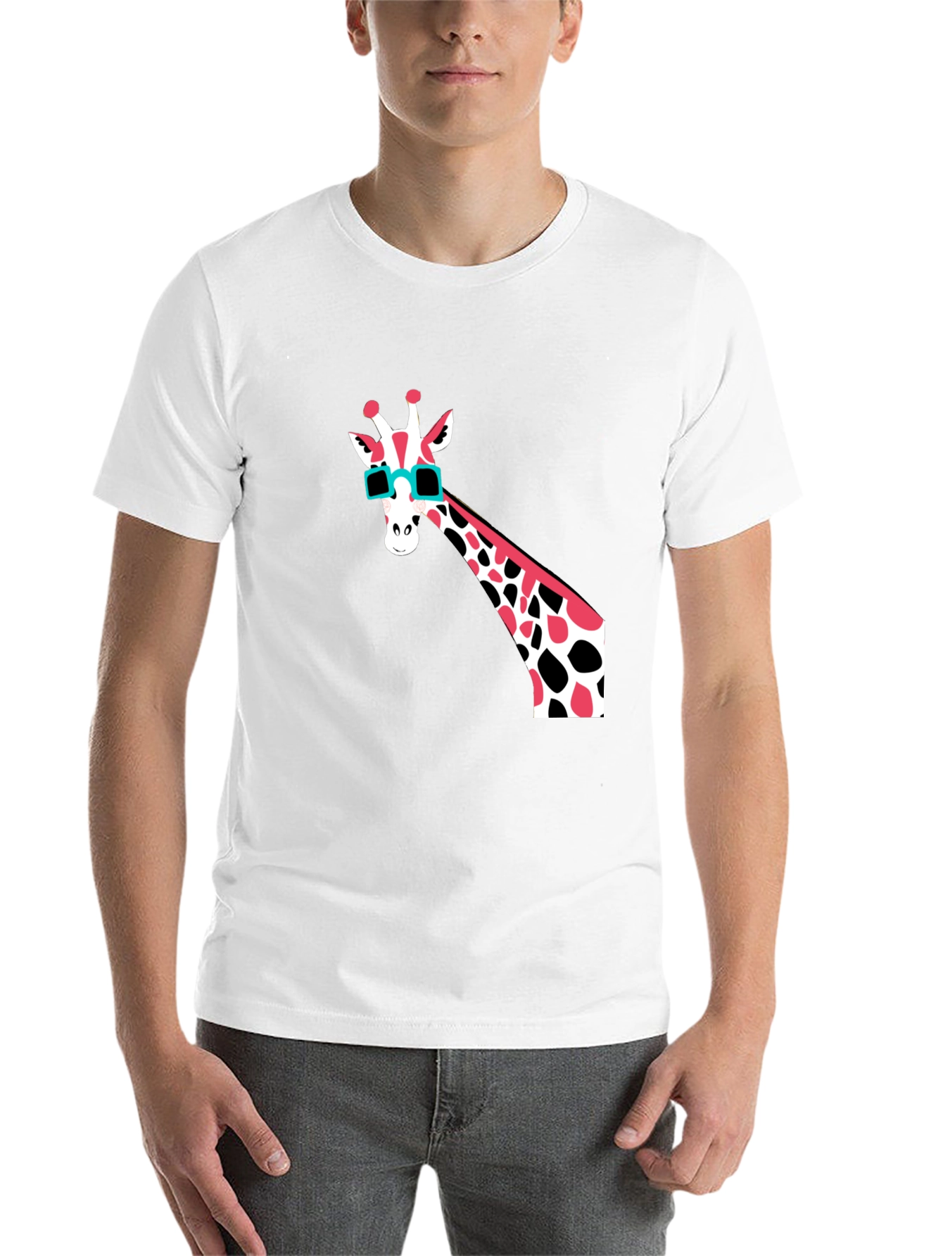 Black Cool Giraffe Graphic T-Shirt - Men's Black Tee view 14