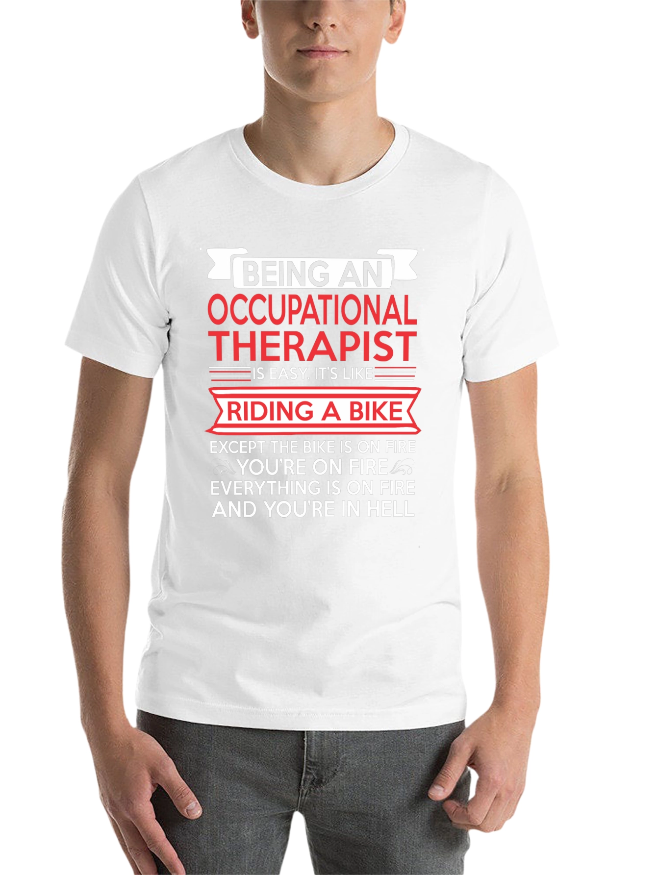 Black Occupational Therapist T-Shirt: Riding a Bike in Hell view 14