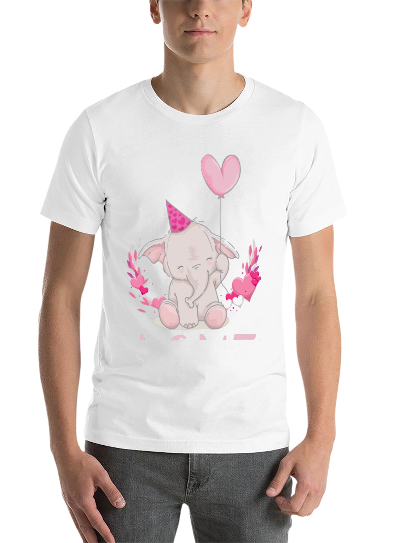Black Cute Elephant Heart Balloon Graphic Tee view 14