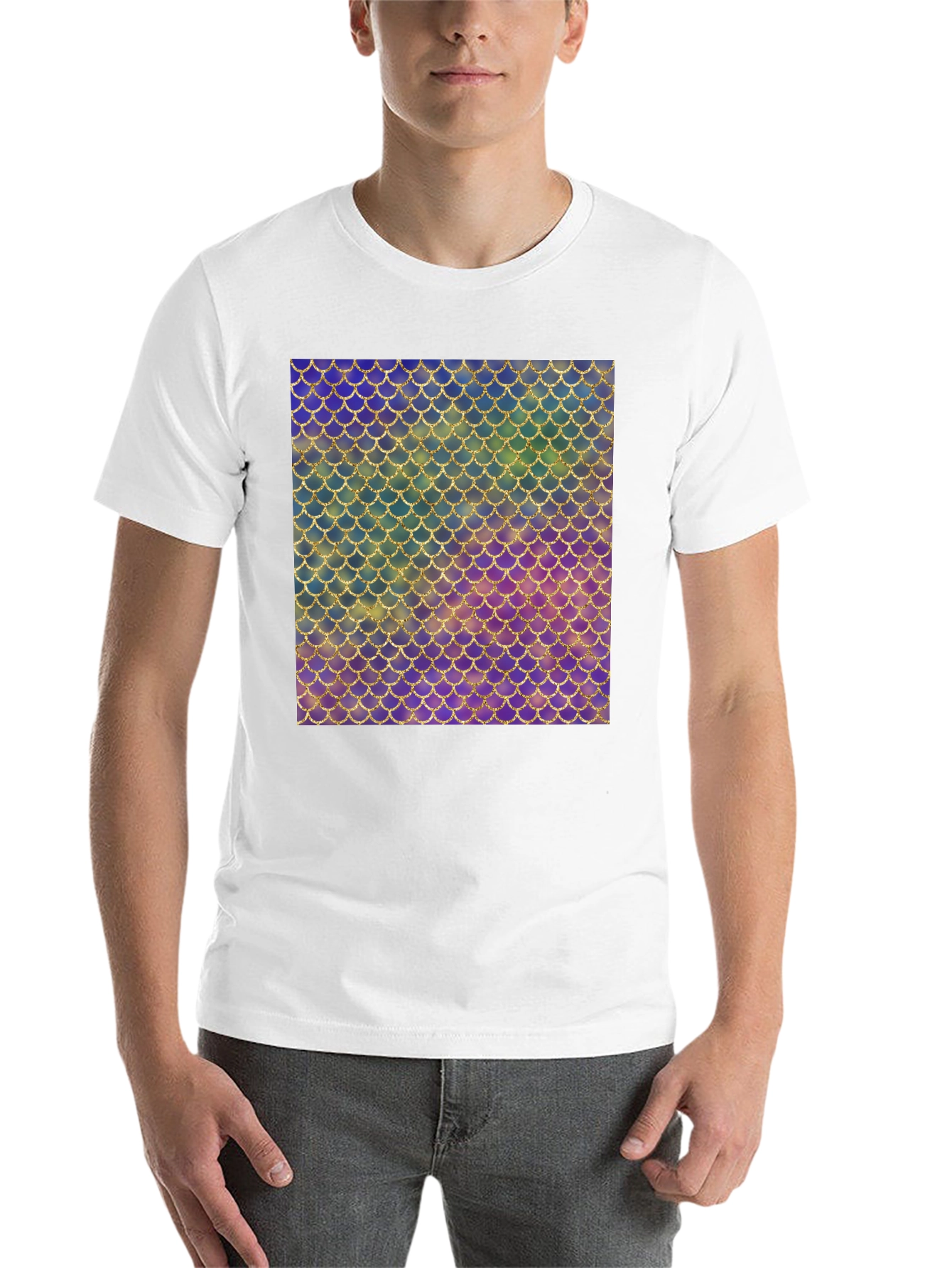 Black Iridescent Scale Pattern Black T-Shirt view 14