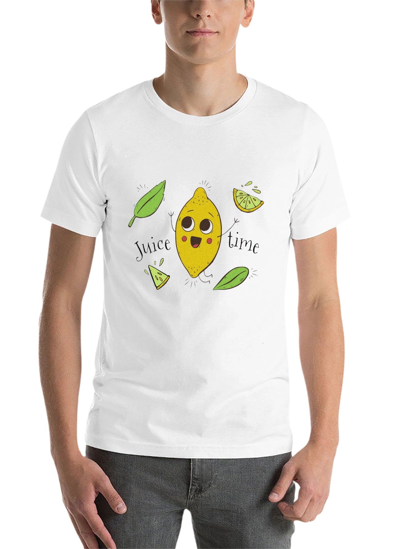 Black Cute Lemon Cartoon Black T-Shirt - Juice Time! view 14