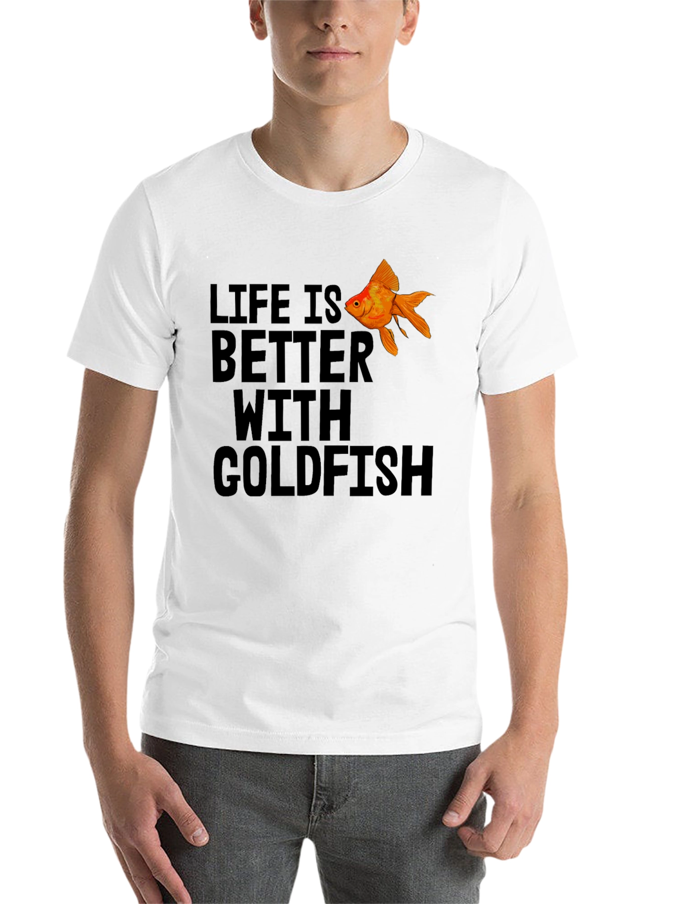 Black Life is Better With Goldfish Black T-Shirt view 14