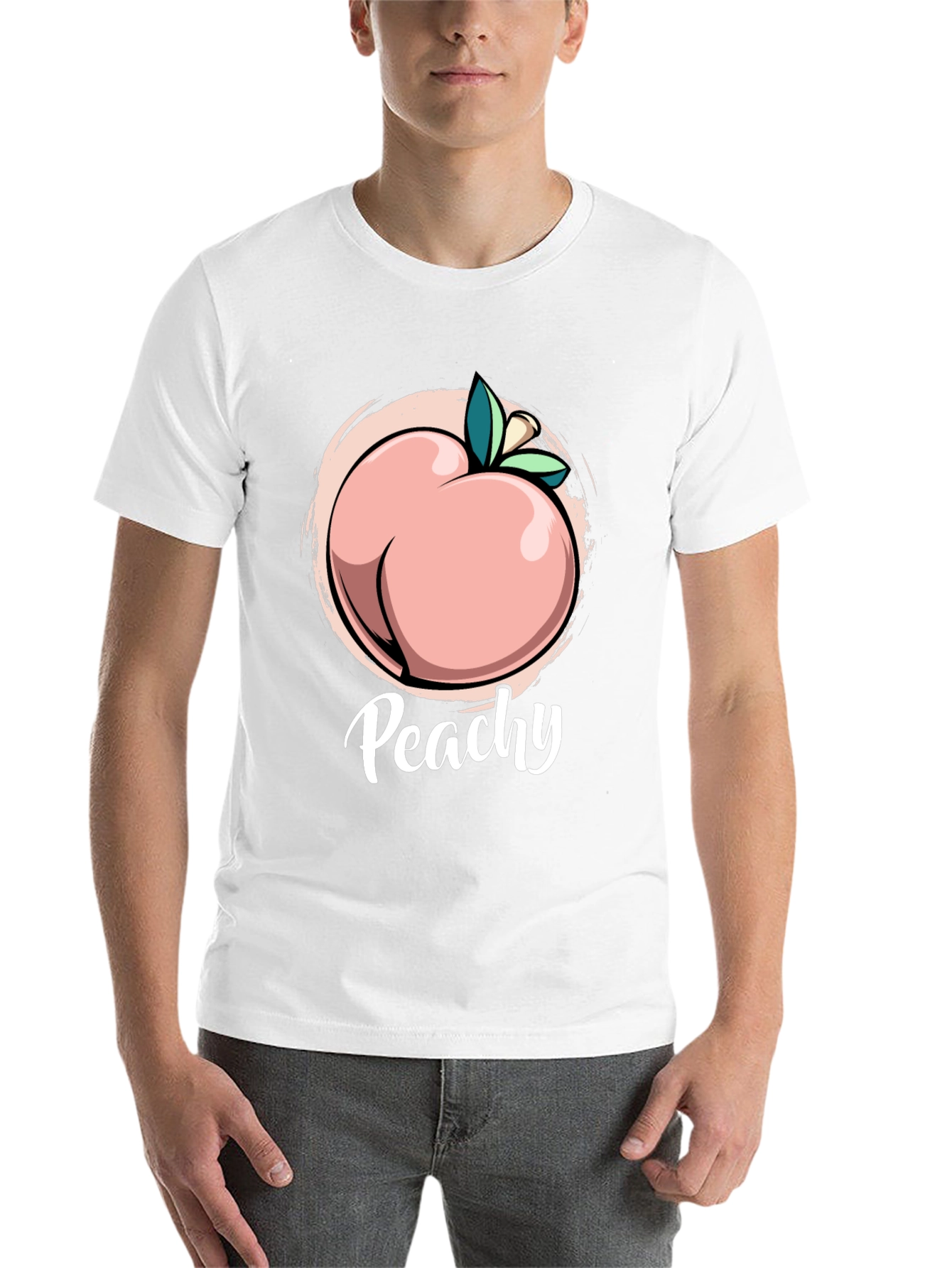Black Peachy T-Shirt - Funny Fruit Pun Tee view 14