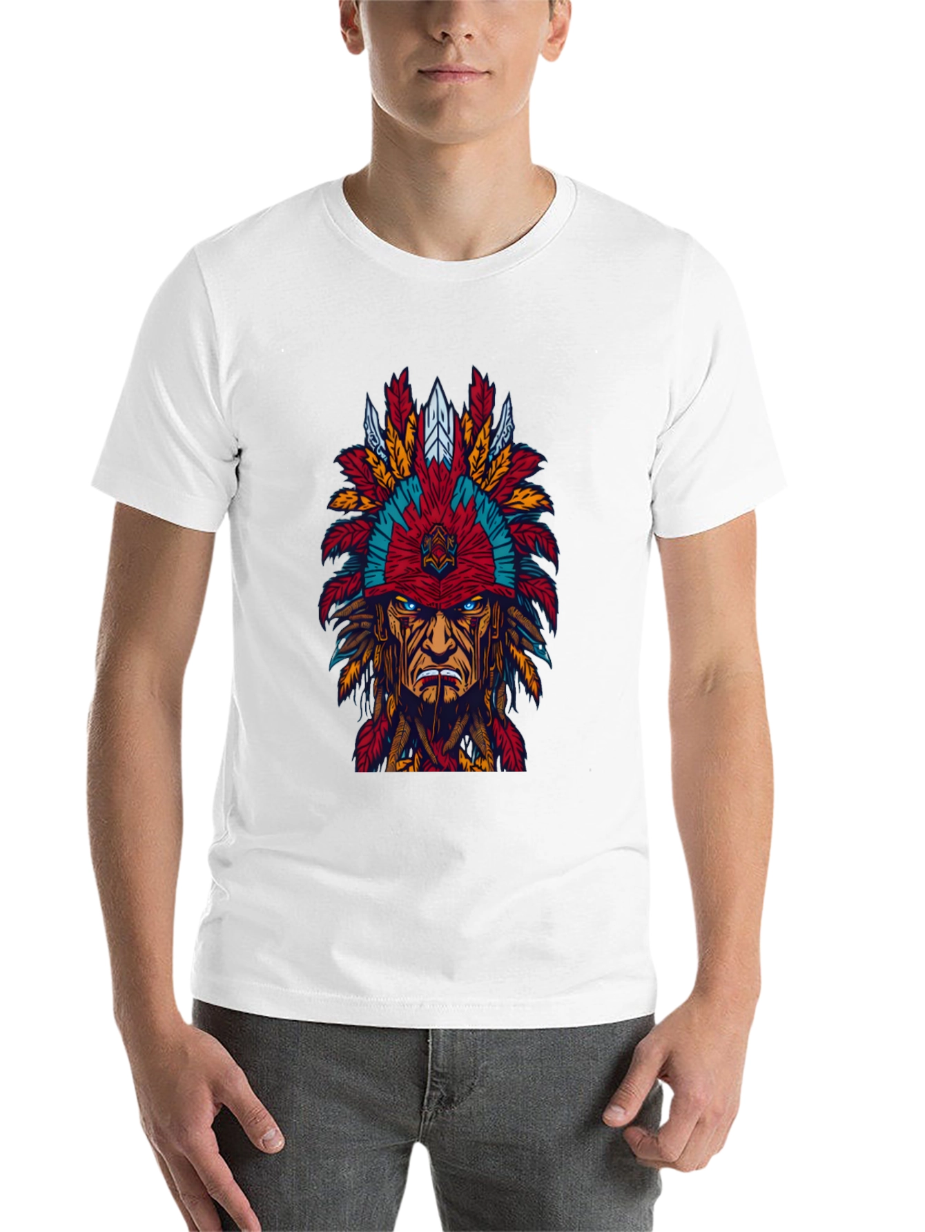 Black Native American Headdress Graphic Tee - Bold Design view 14