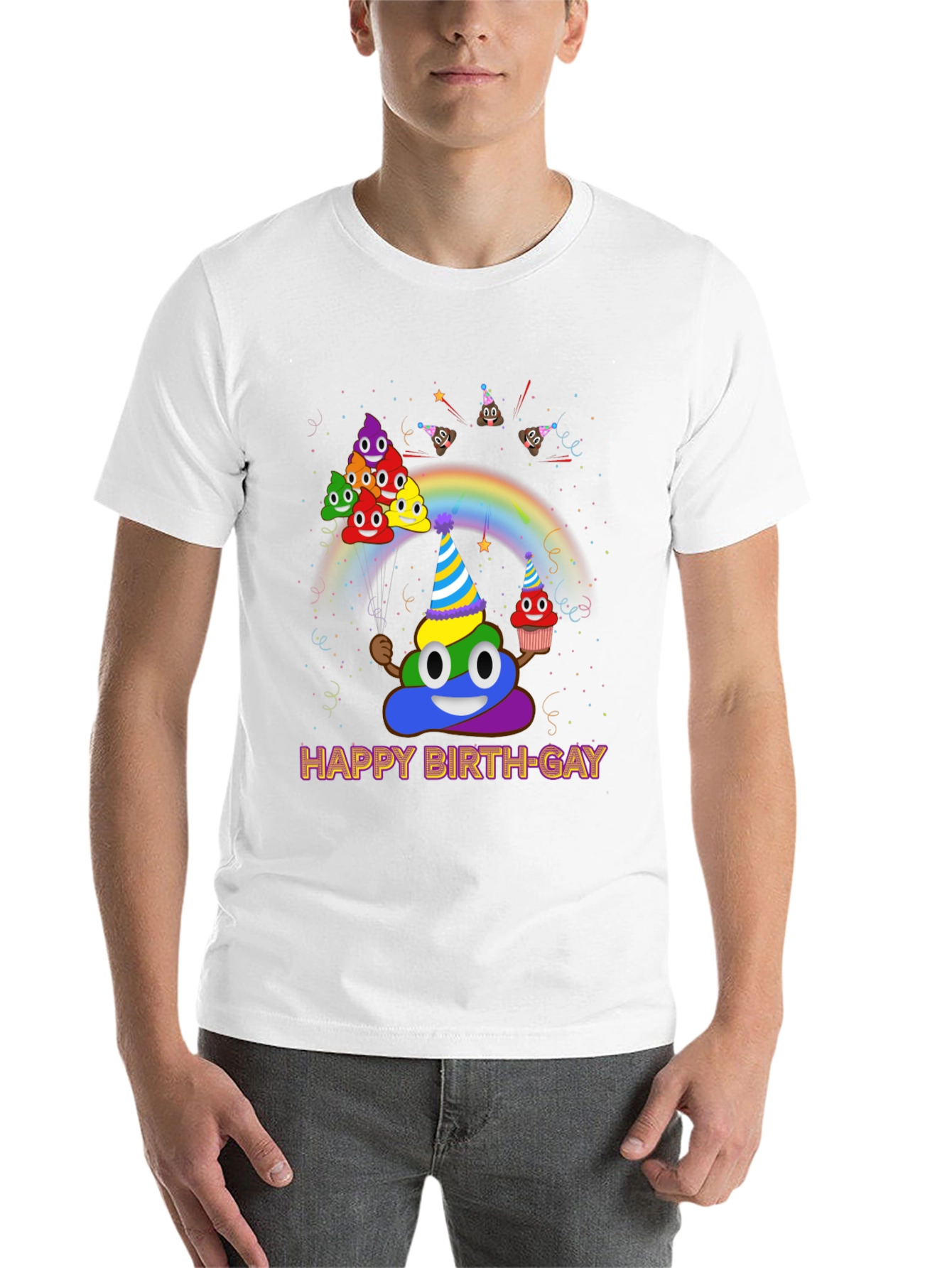 Black Happy Birth-gay T-Shirt Fun Colorful Graphic Tee view 14