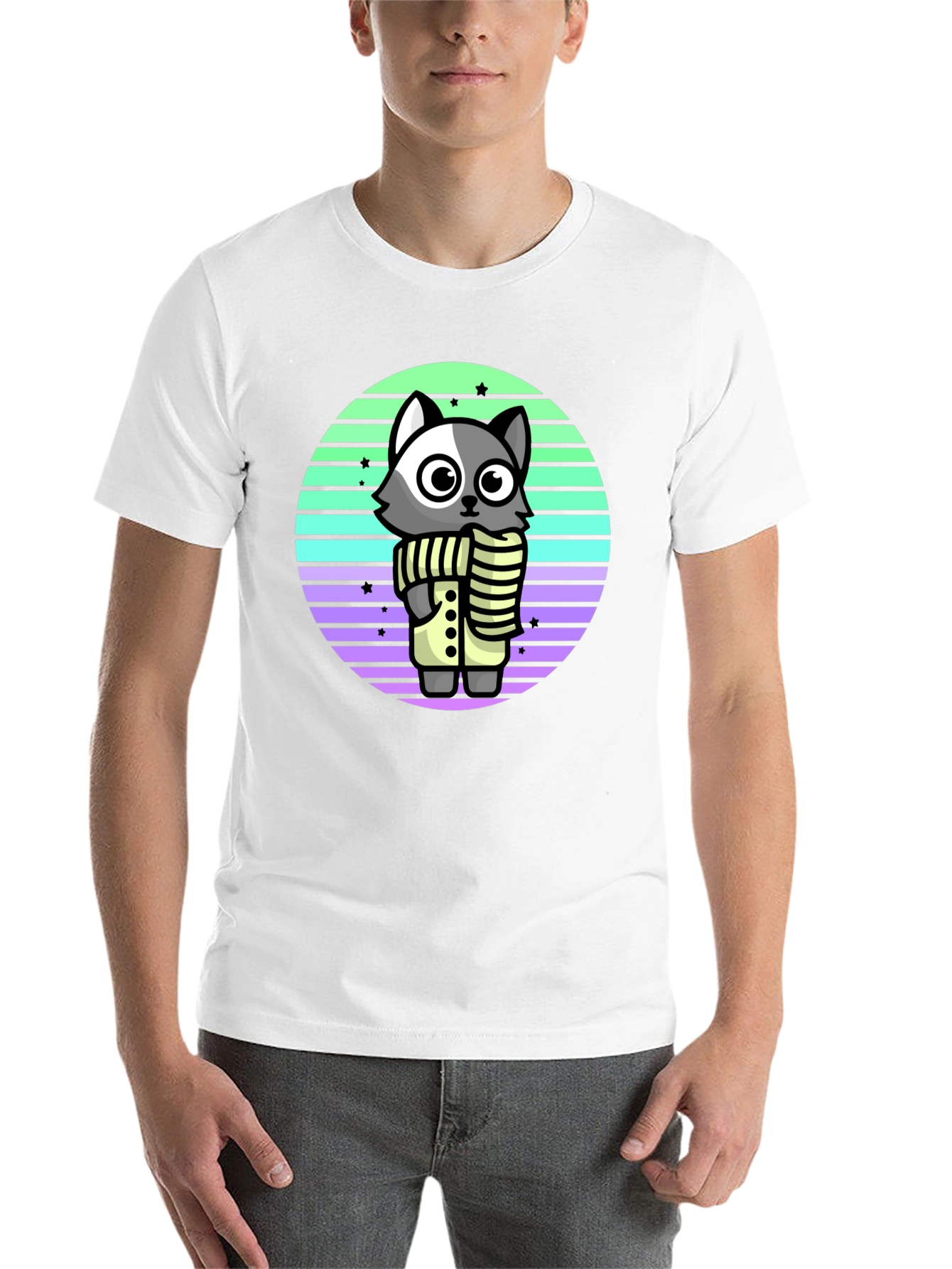 Black Cute Raccoon T-Shirt - Retro Style view 14