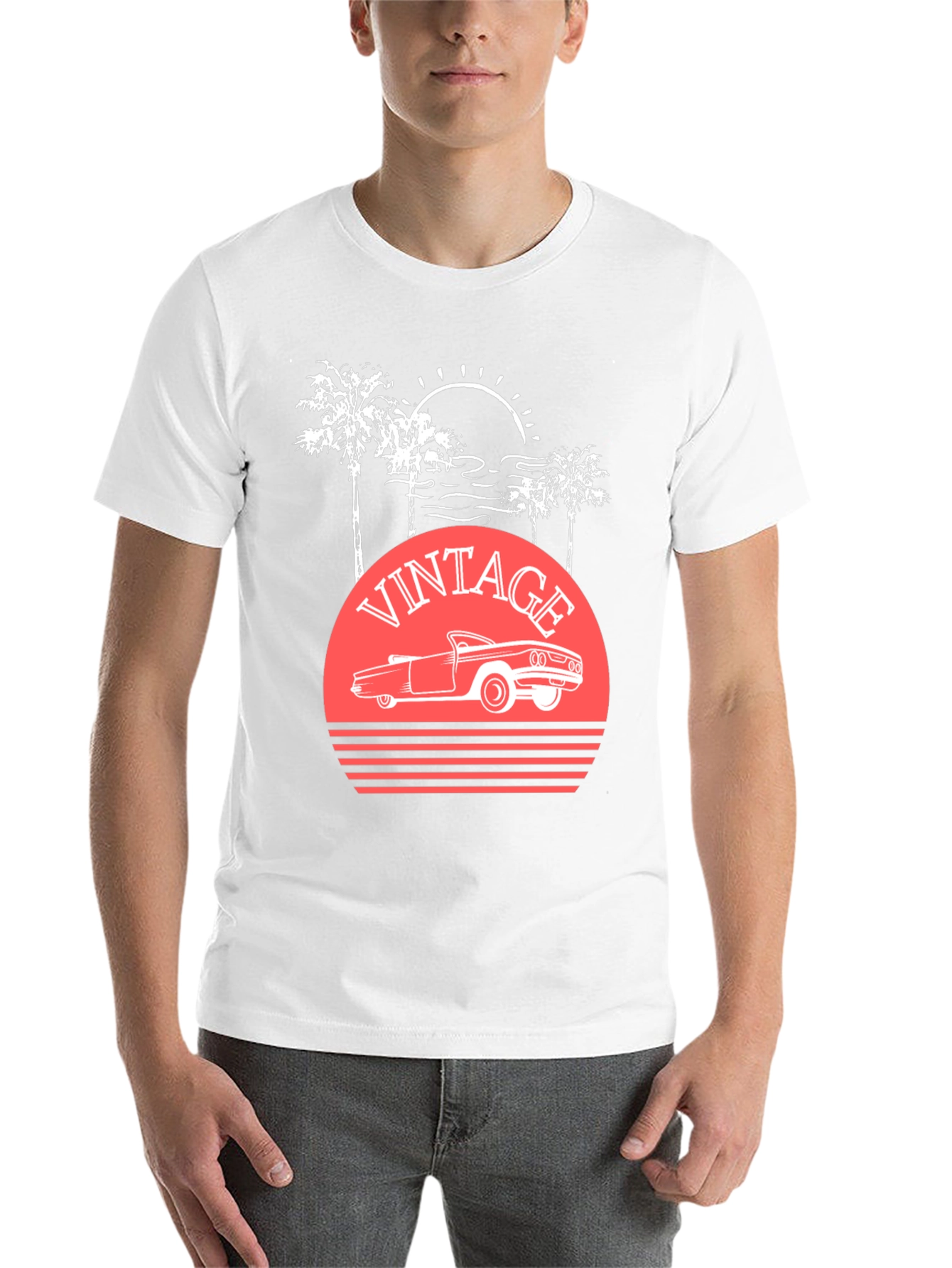 Black Vintage Car Sunset T-Shirt view 14