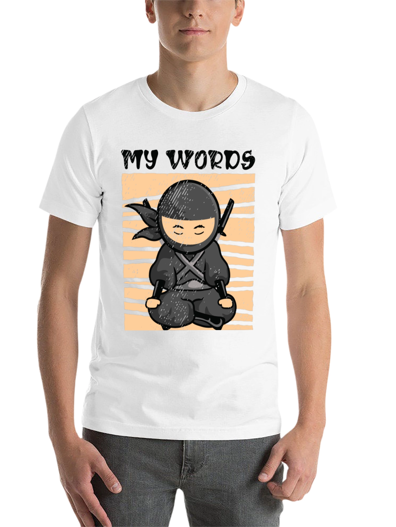 Black Zen Ninja T-Shirt - My Words Matter Meditation Tee view 14