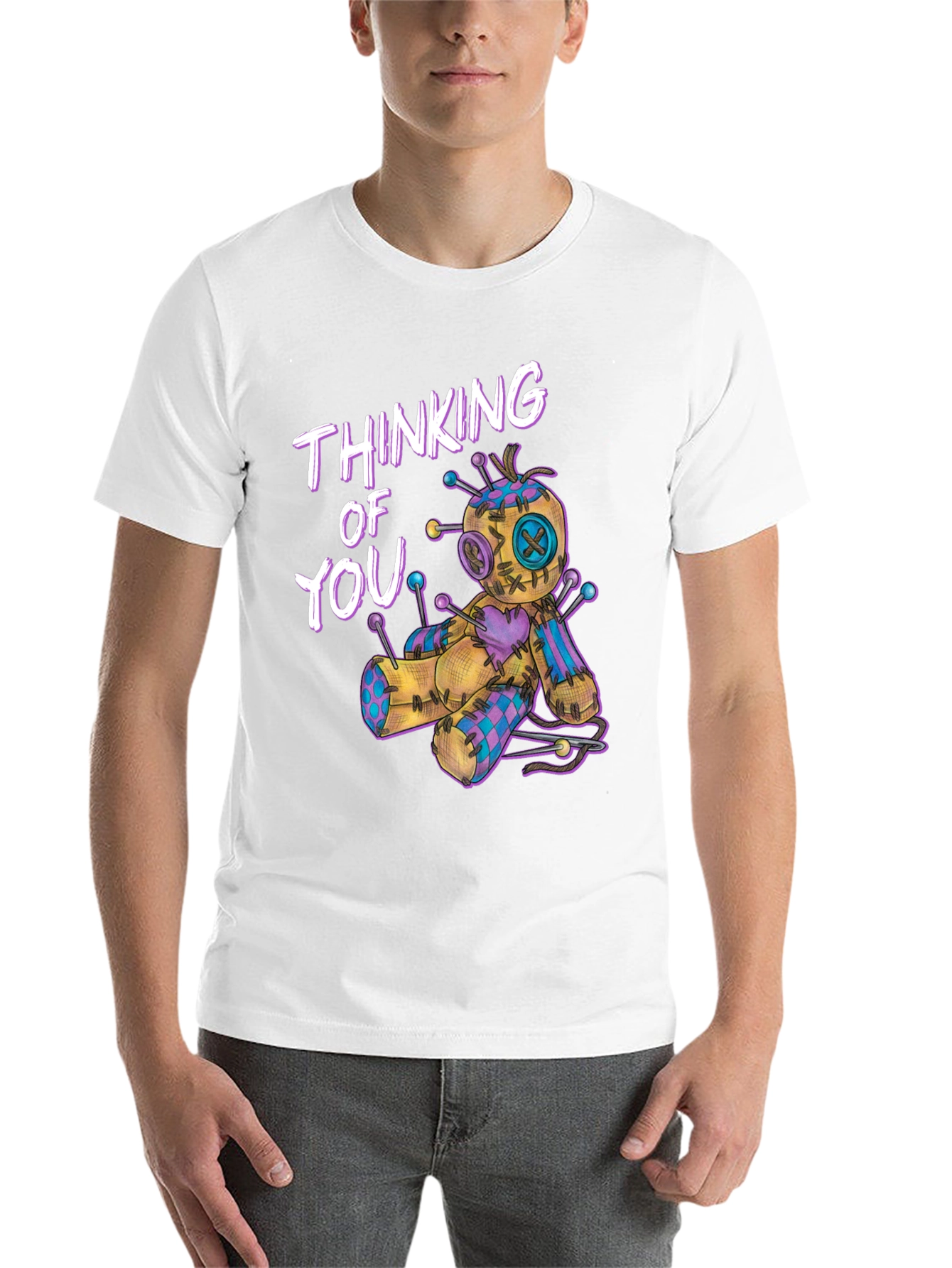 Black Thinking of You Voodoo Doll T-Shirt view 14