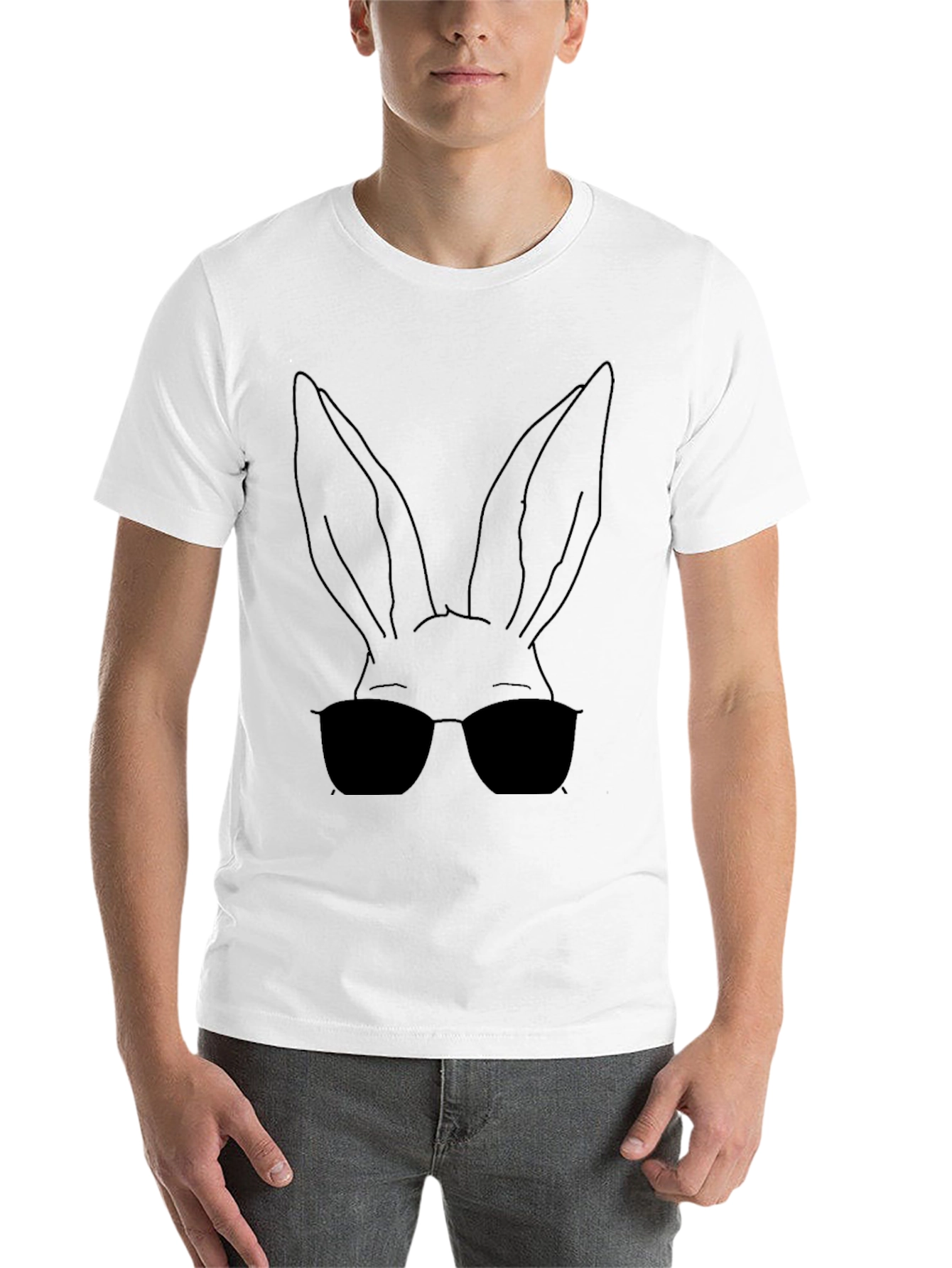 Black Cool Bunny T-Shirt - Black Cotton Tee view 14
