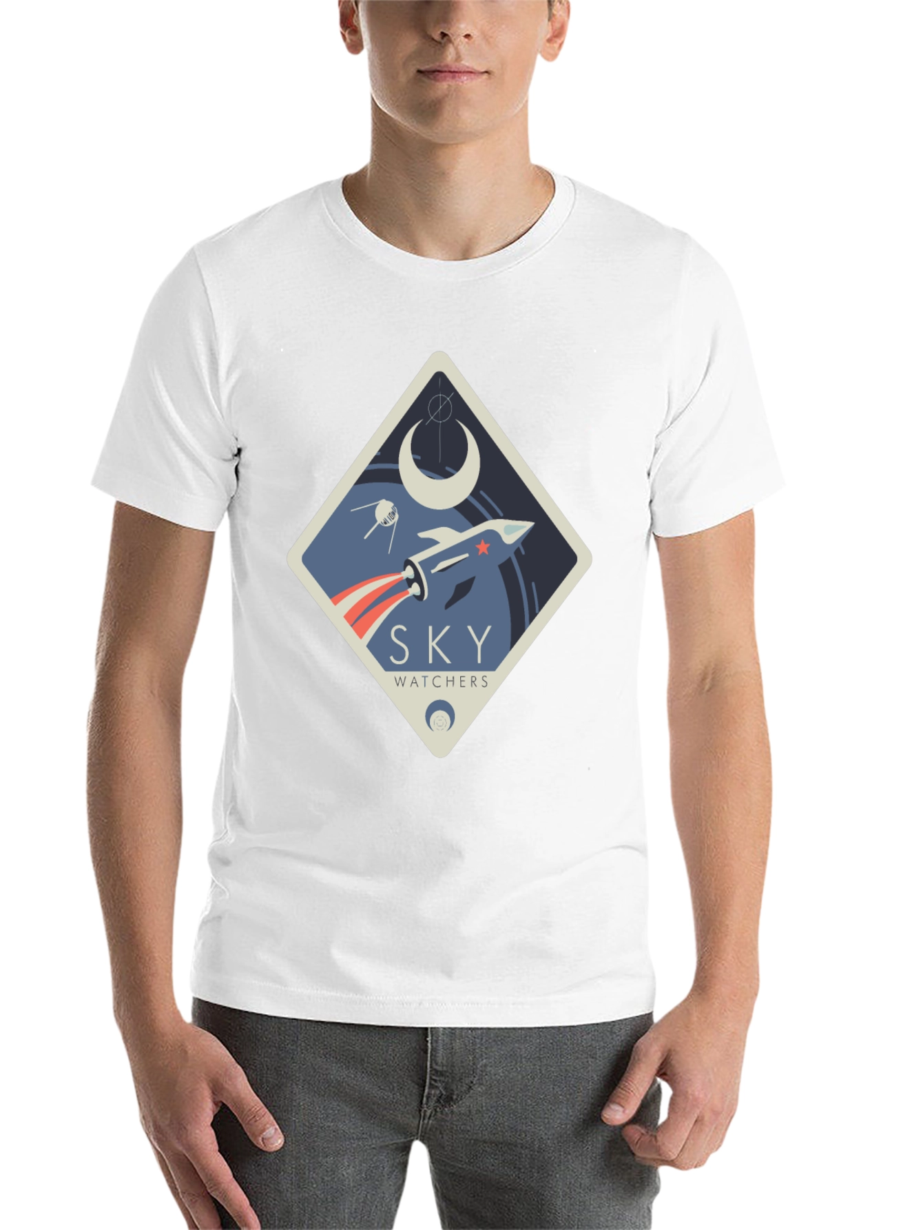 Black Sky Watchers Graphic Tee - Space Rocket Design view 14