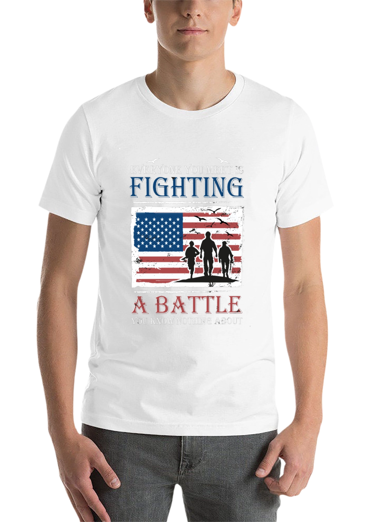 Black Everyone You Meet is Fighting a Battle T-Shirt view 14