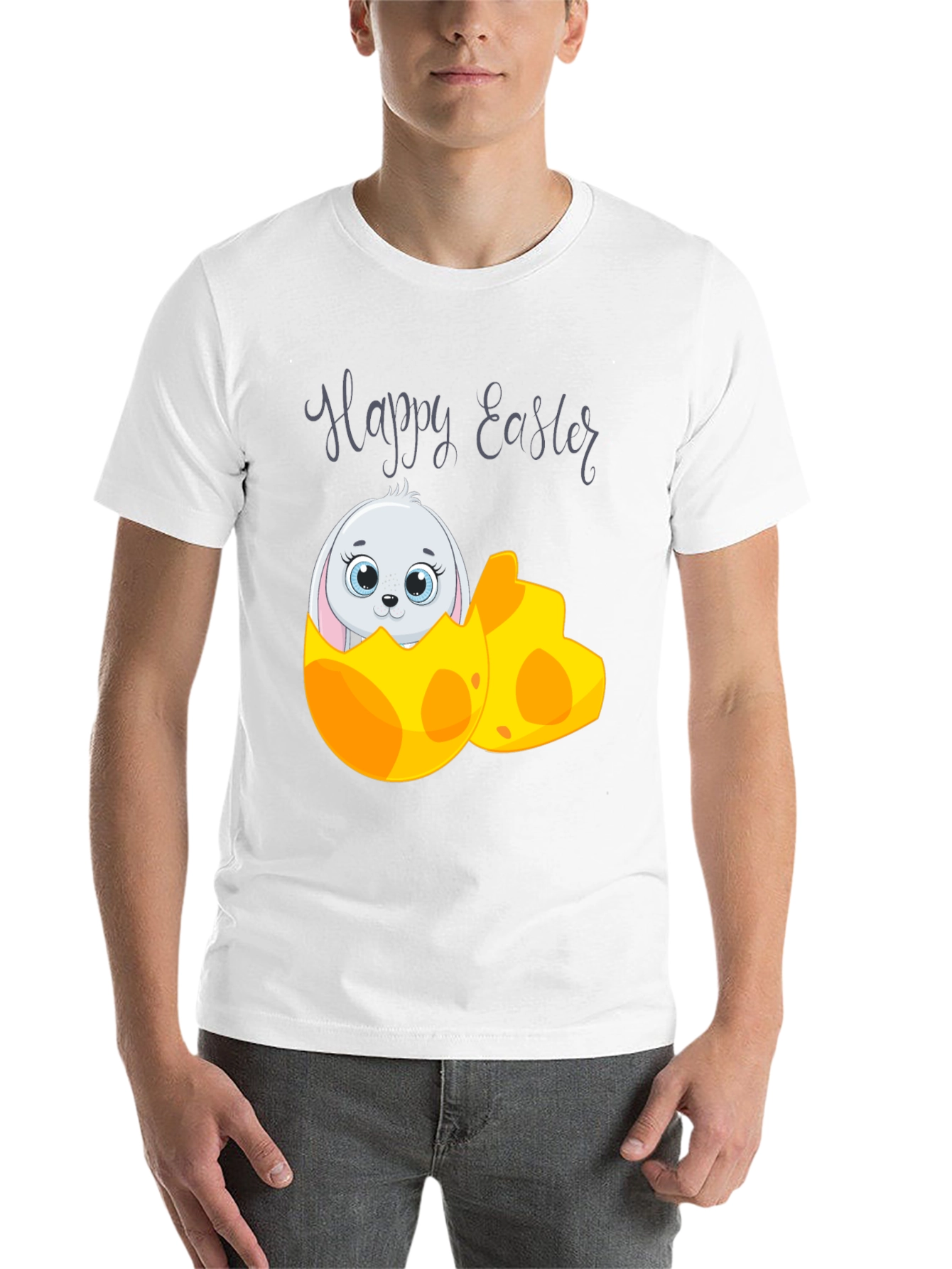 Black Happy Easter Bunny Egg T-Shirt view 14