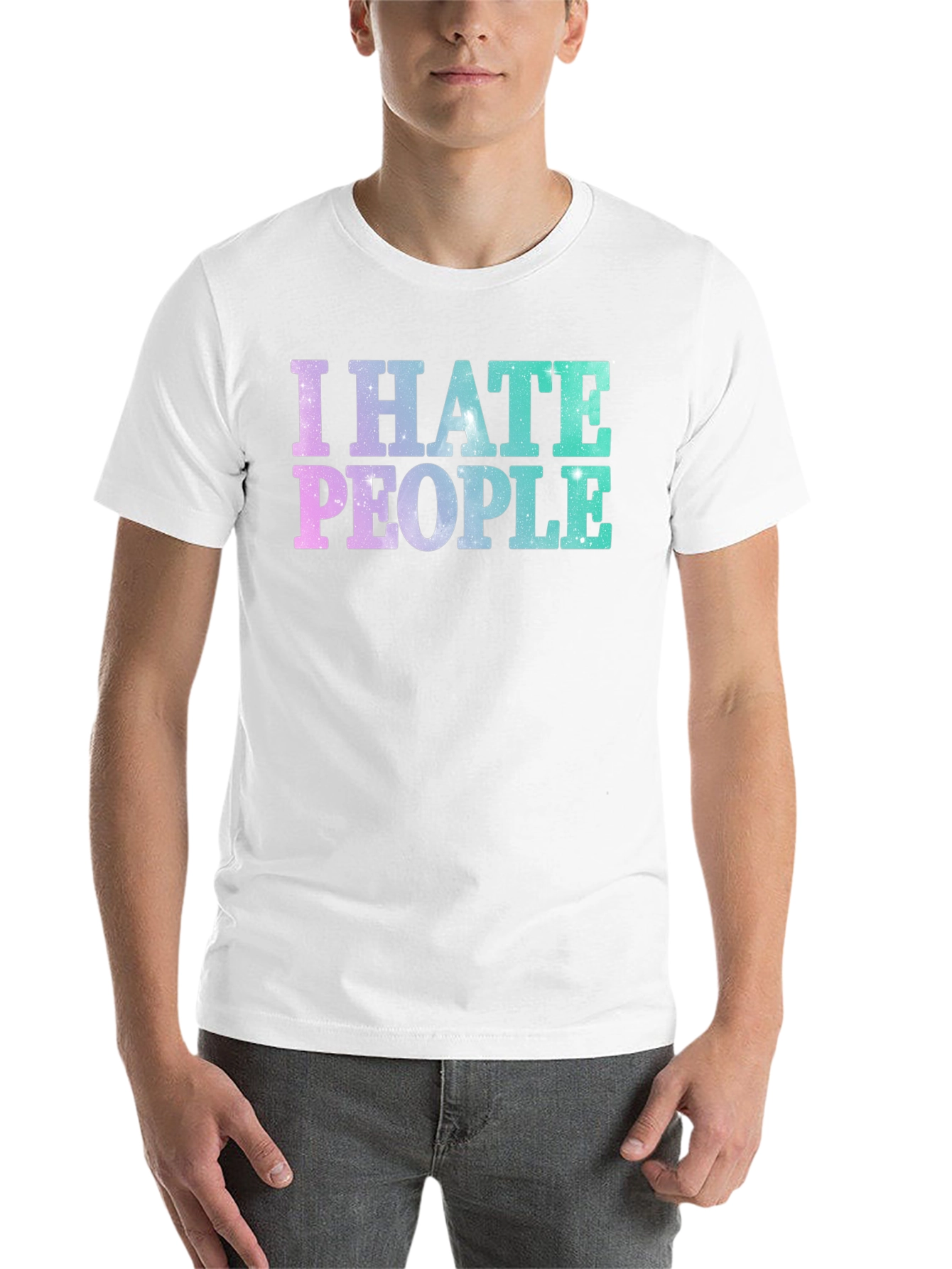 Black I Hate People Galaxy T-Shirt view 14
